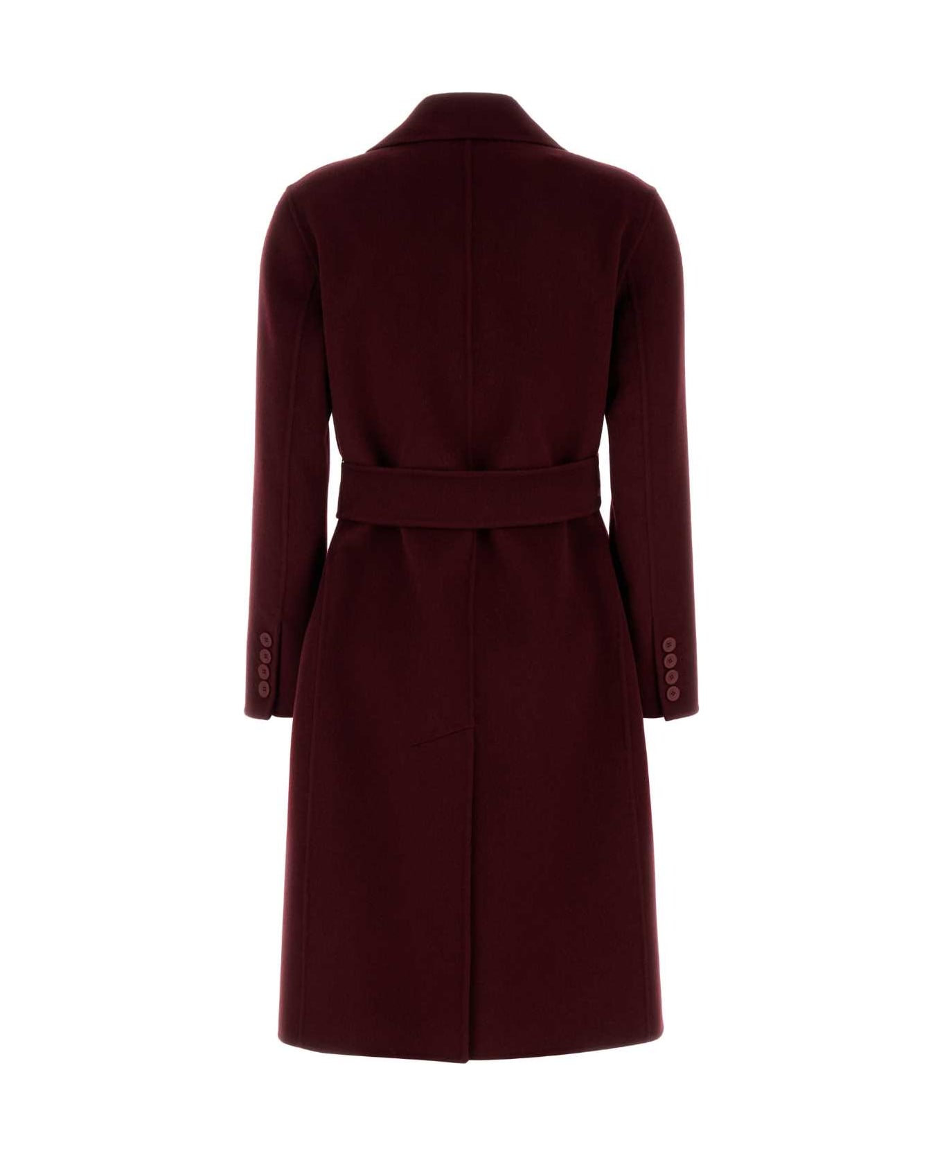 Max Mara Studio Burgundy Cashmere And Wool Canneti Coat - BORDEAUX