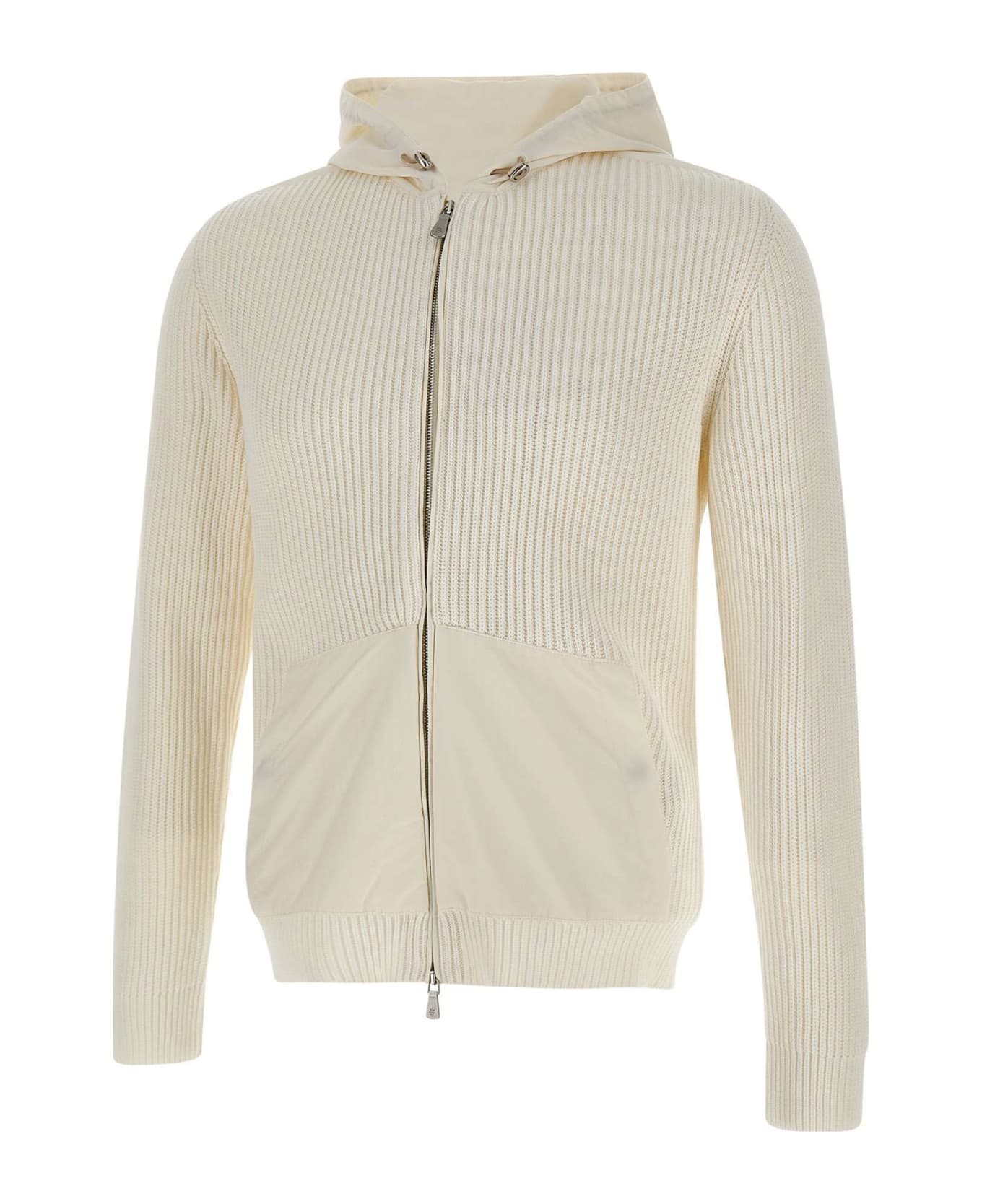 Eleventy Bi-material Fabric Jacket - WHITE
