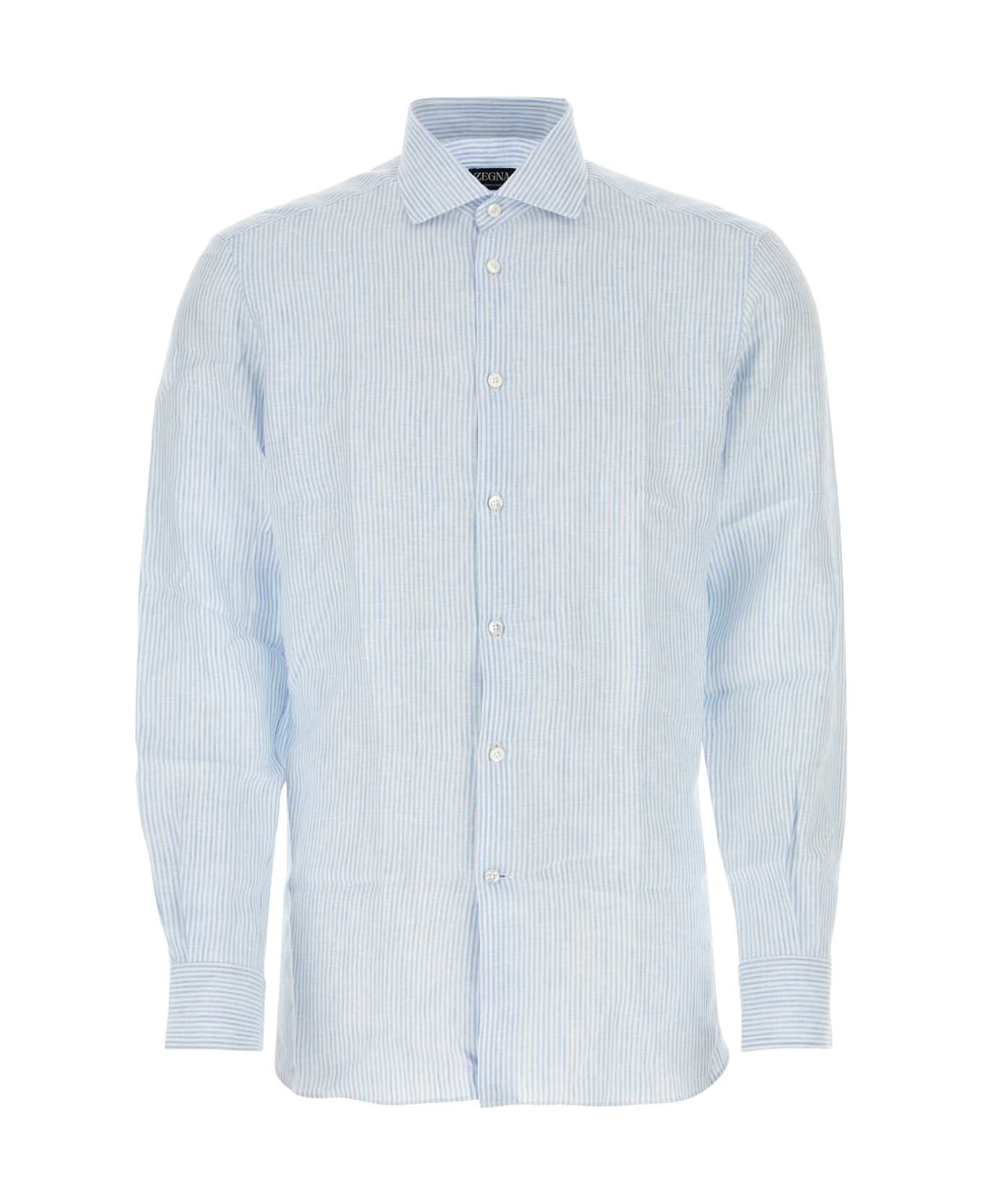 Zegna Printed Linen Shirt - BLUECHIARORIGATO