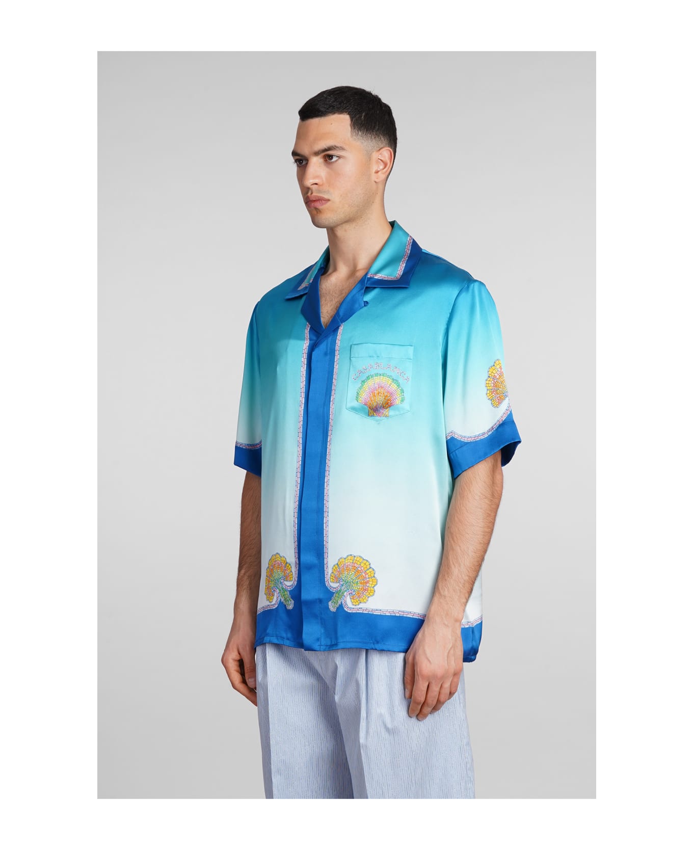 Casablanca Coquillage Coloré Silk Shirt - Blue