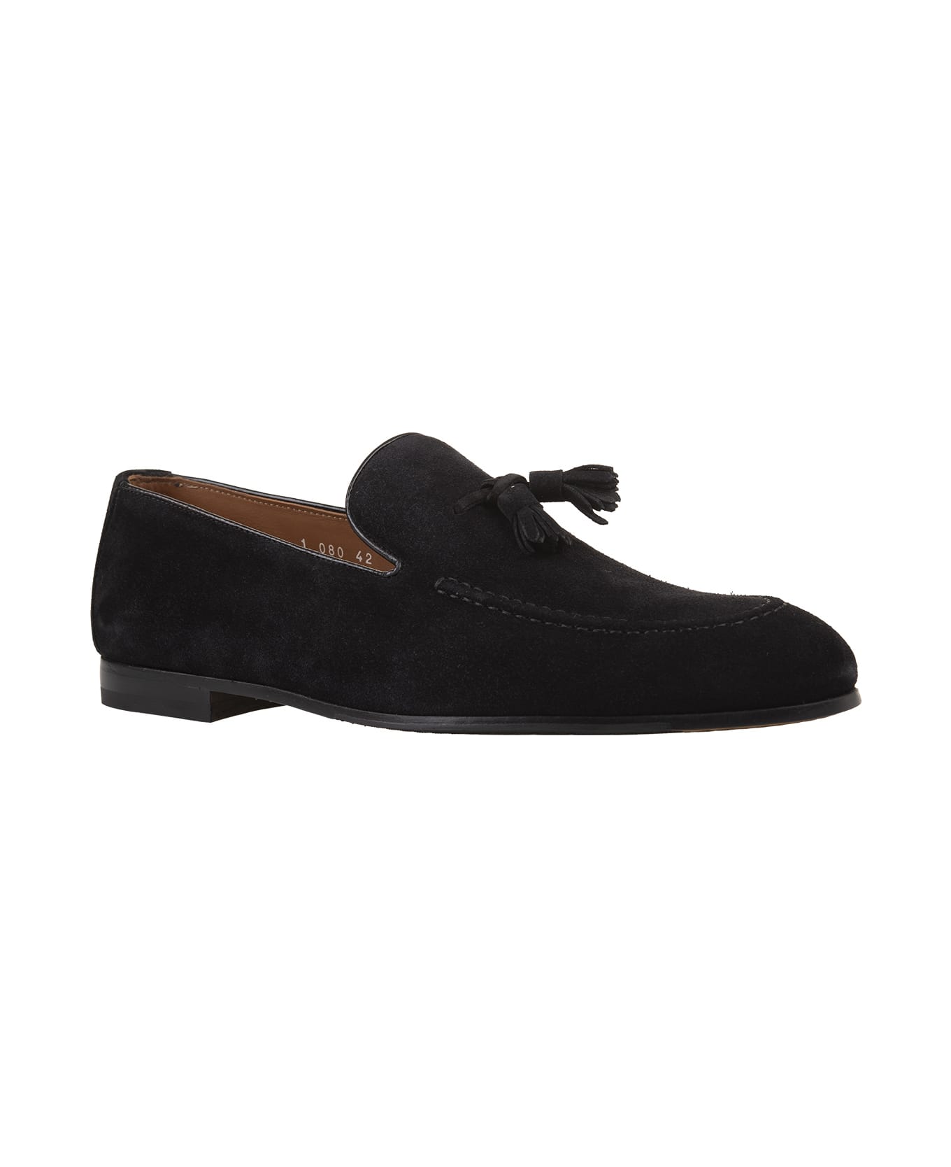 Doucal's Black Suede Loafers With Tassels - Black ローファー＆デッキシューズ