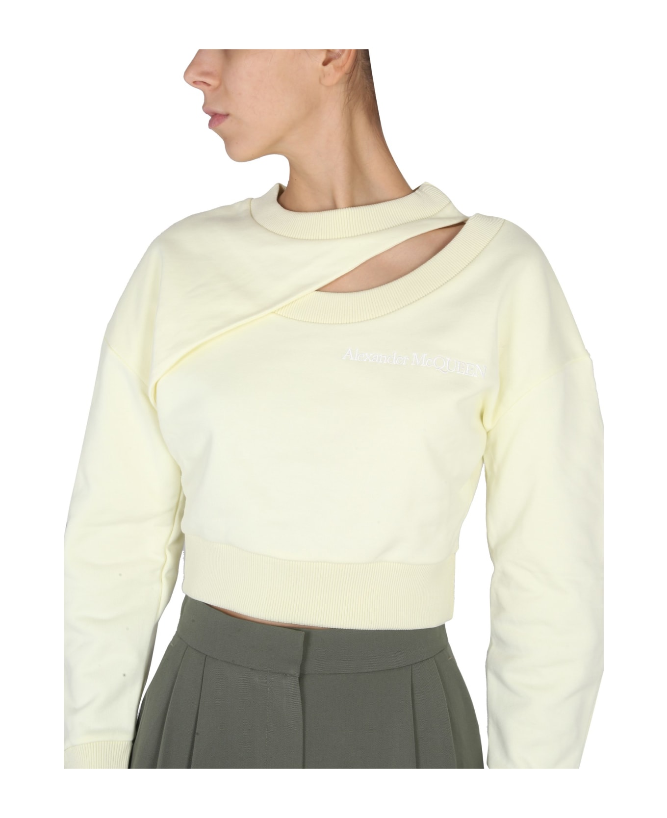 Alexander McQueen Cropped Sweatshirt - Pale Yellow