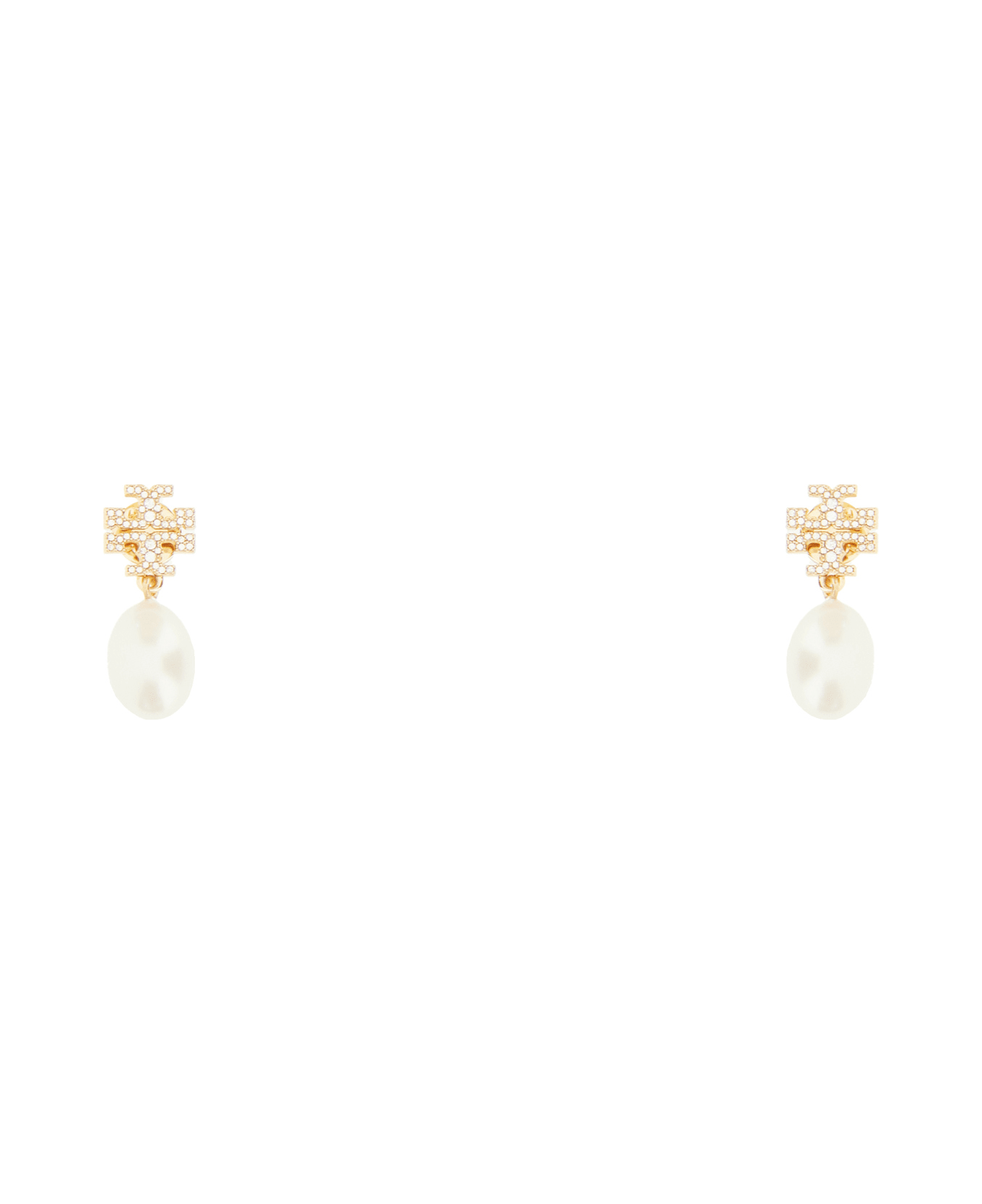 Tory Burch Earrings With Pearls And Rhinestones 'kira' - White