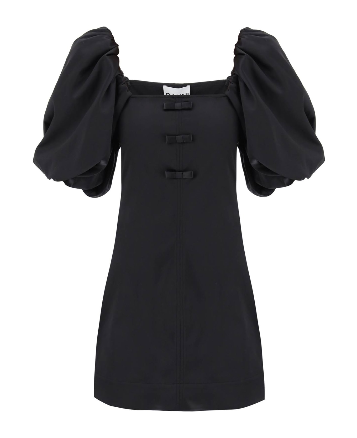 Ganni Satin Mini Dress - BLACK (Black) ワンピース＆ドレス