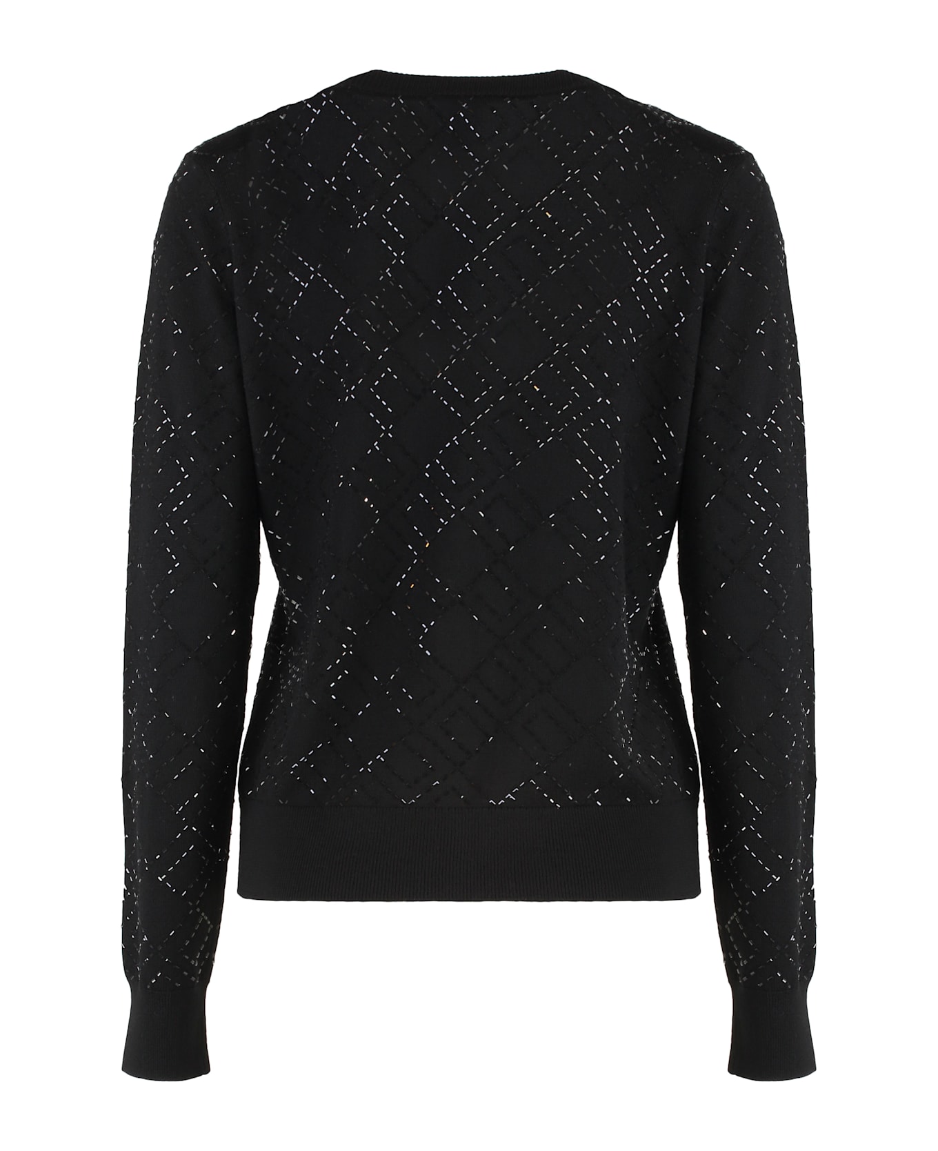 Elisabetta Franchi Cardigan In Wool With Crystals - black