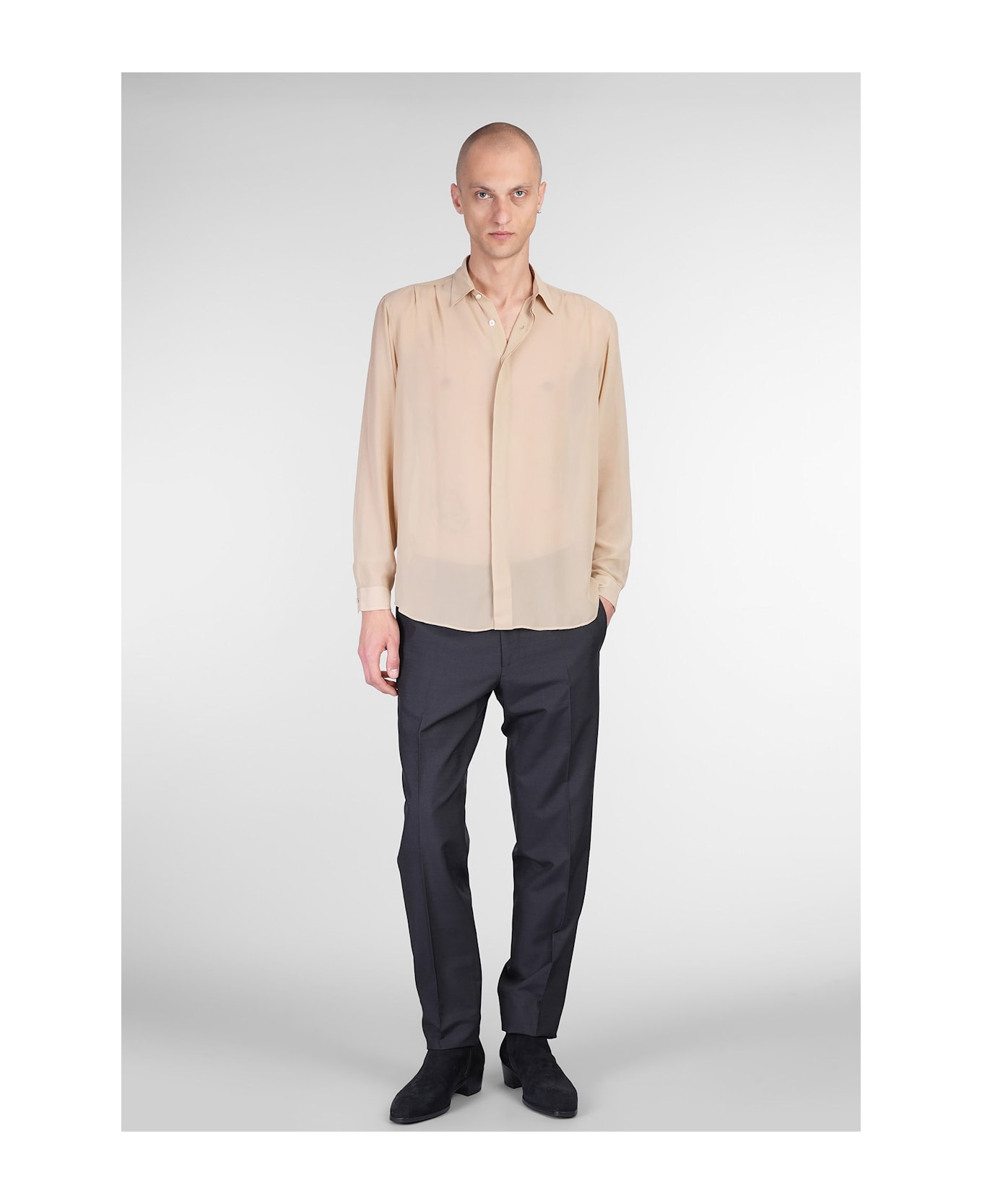 Lardini Shirt In Beige Silk - beige