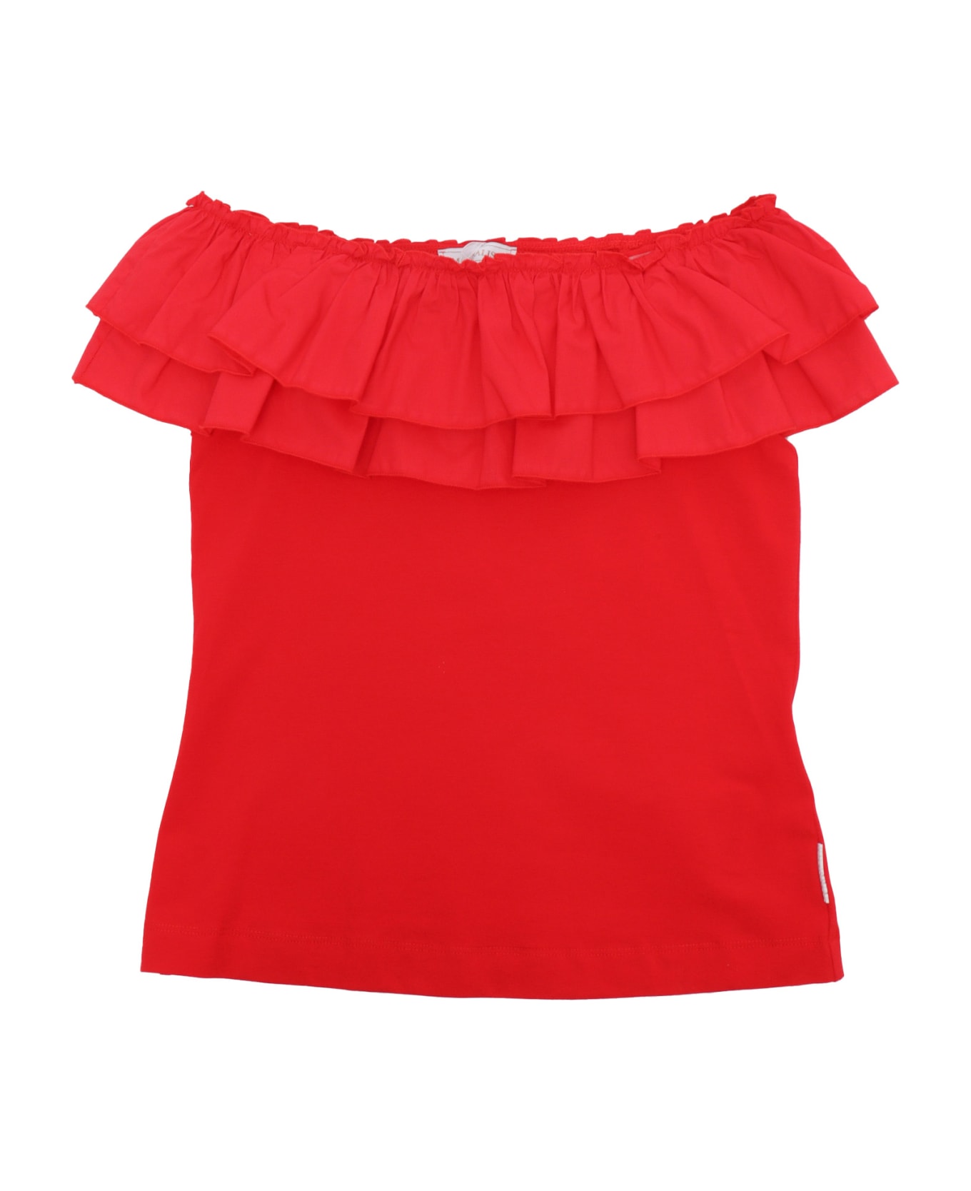Monnalisa Girl's T-shirt With Ruffles - RED
