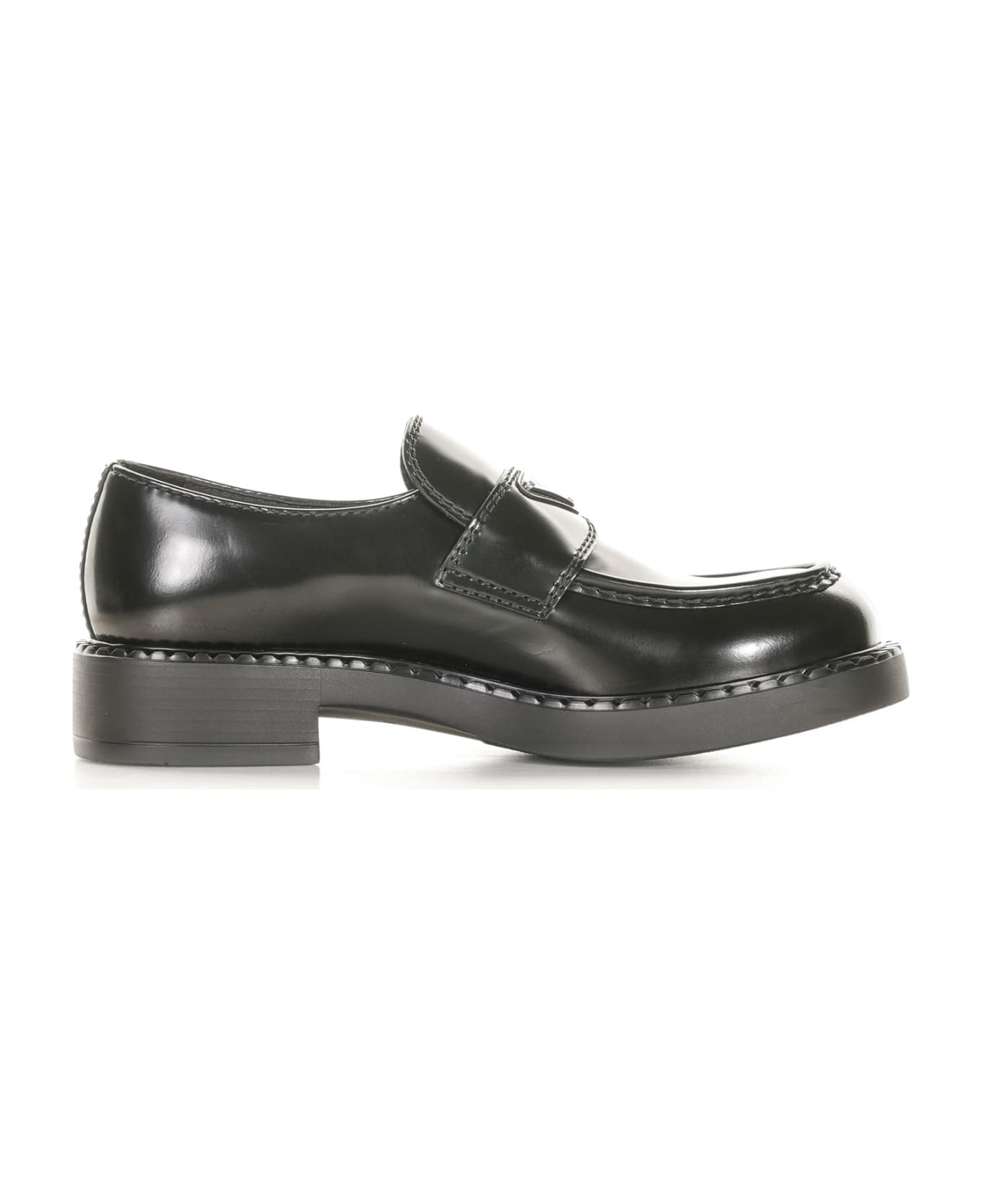 Prada Chocolate Loafers In Brushed Leather - Nero