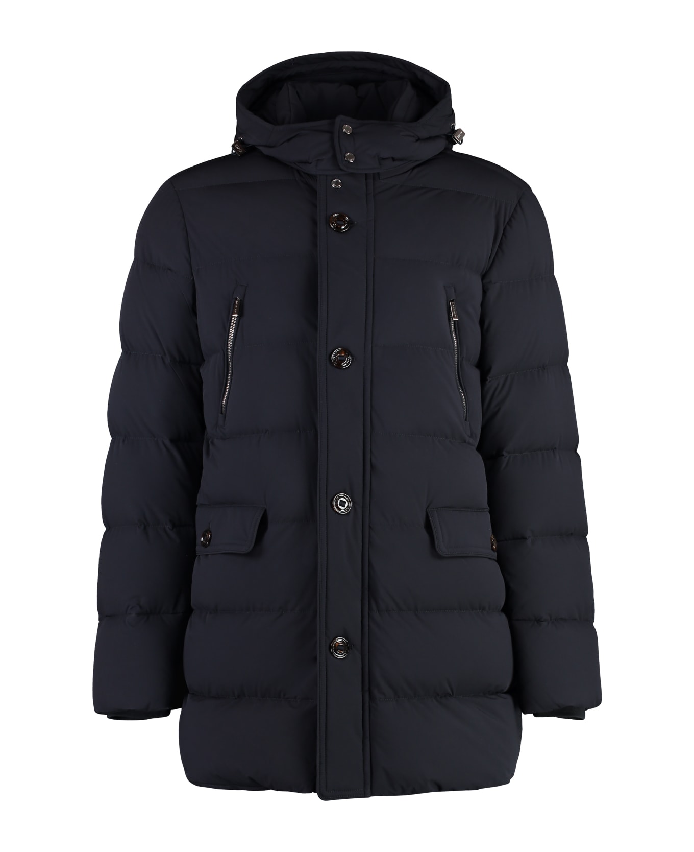 Moorer Gorner Hooded Techno Fabric Down Jacket - blue