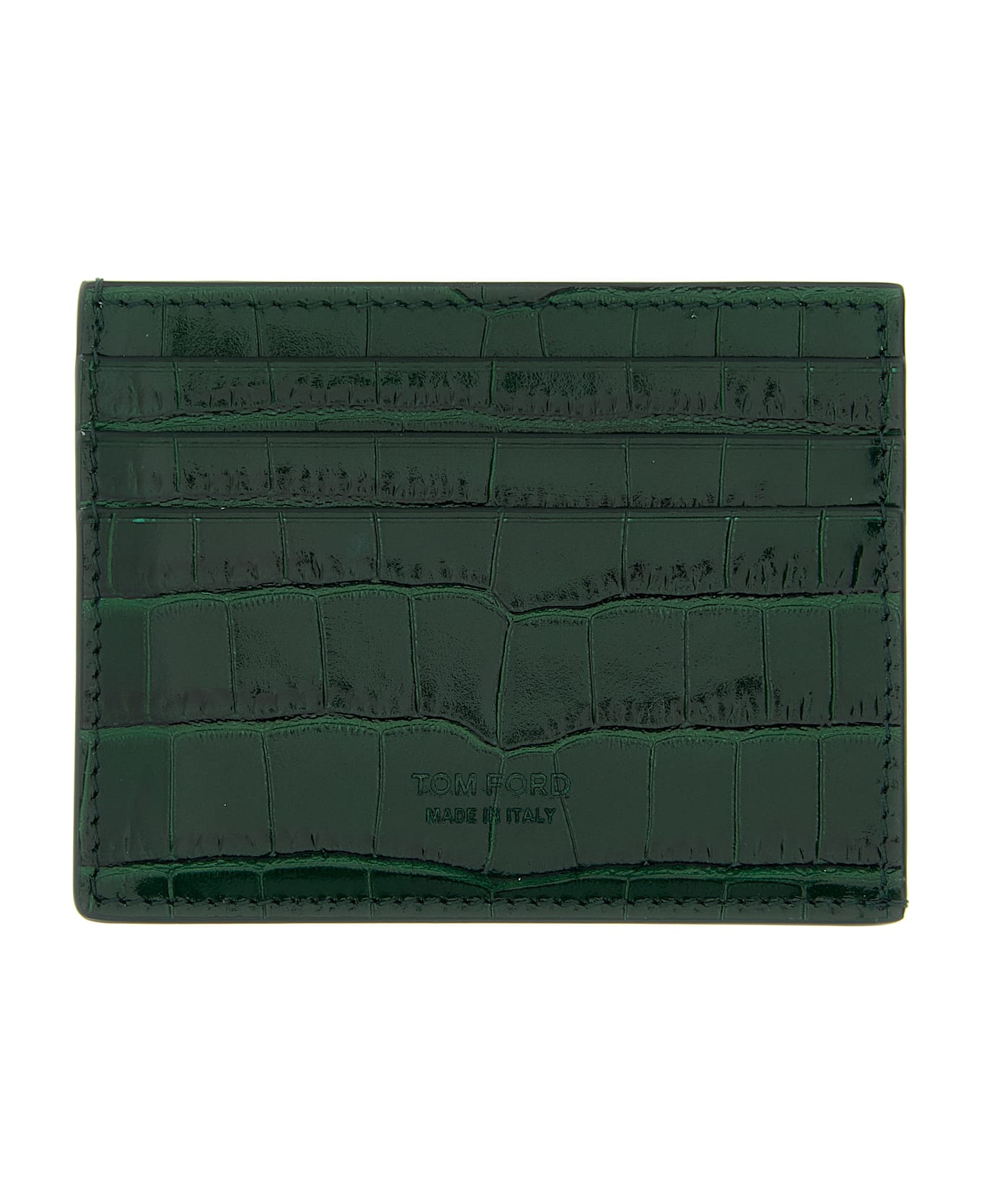 Tom Ford Crocodile Leather Card Holder - Green