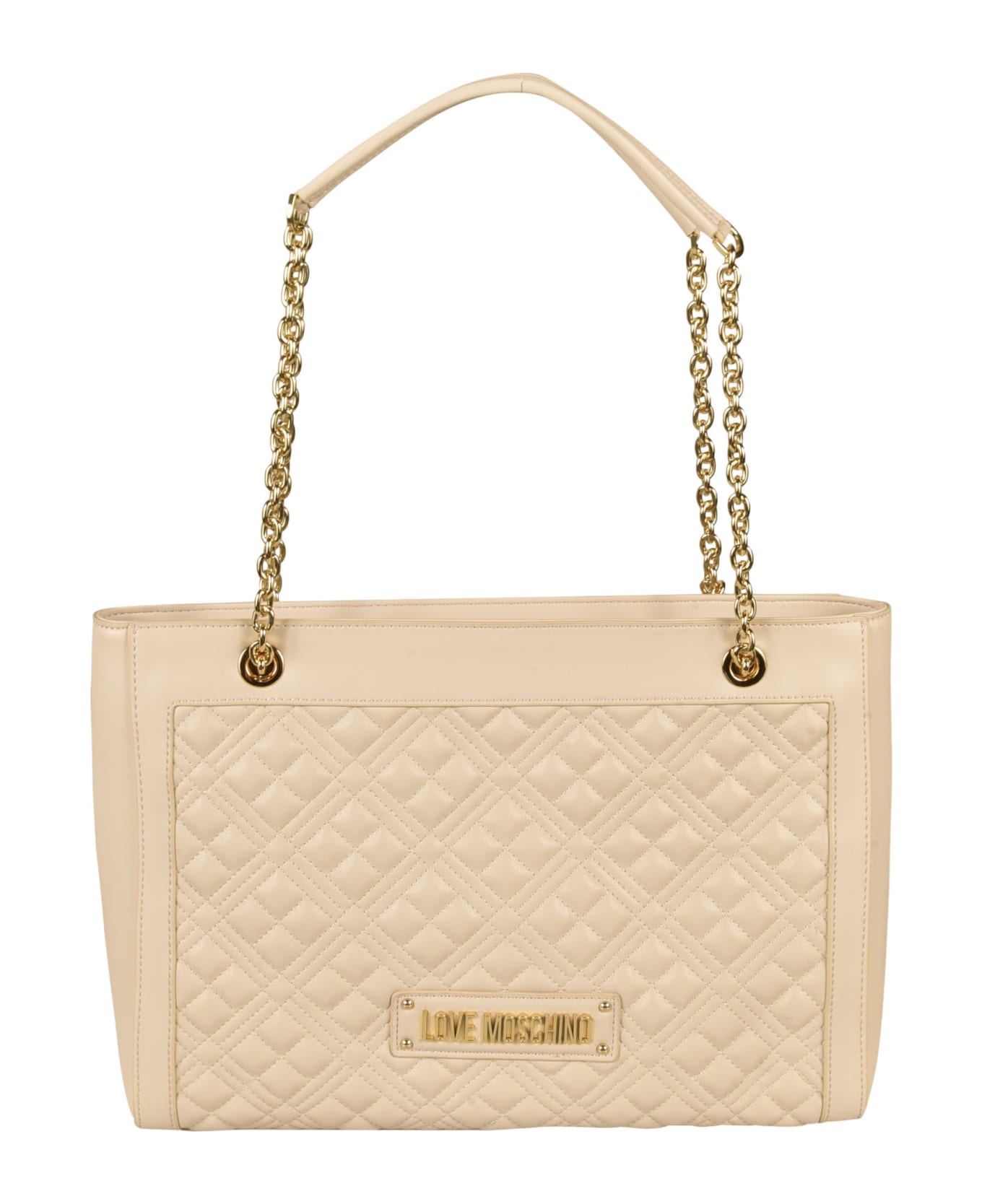 Love Moschino Logo Quilted Tote - ecru