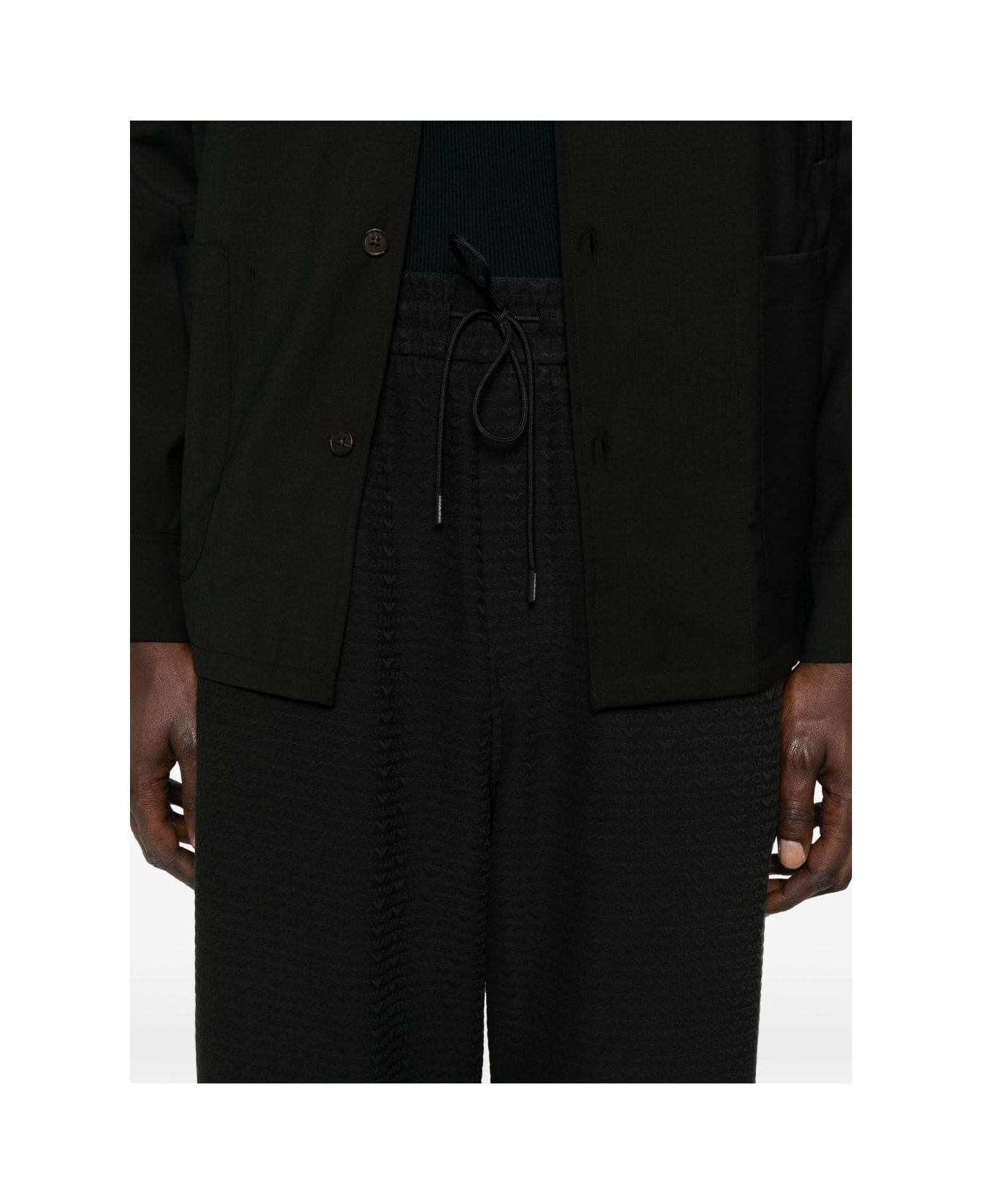 Emporio Armani Allover Logo Sweatpants - Black