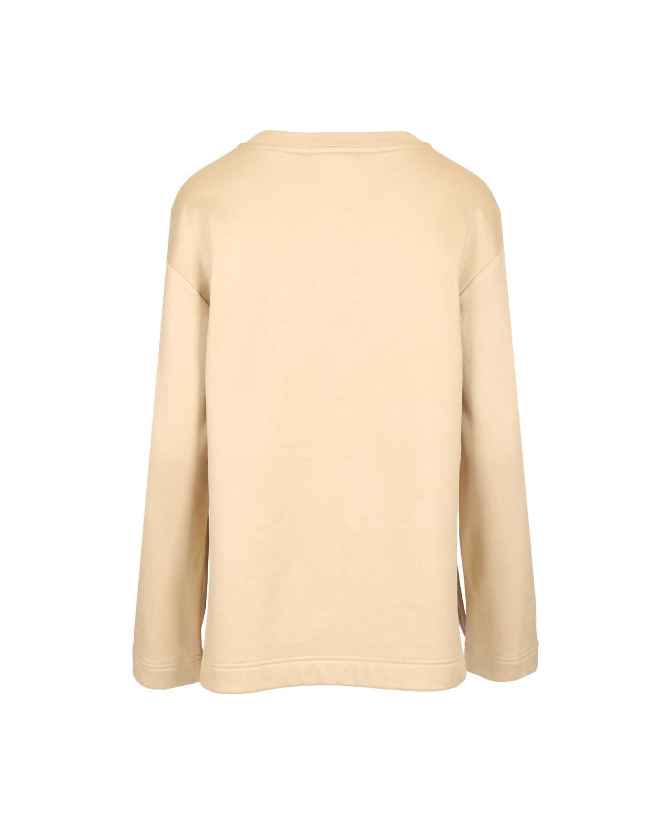 Max Mara Berma Crewneck Embossed Logo Sweatshirt - BEIGE