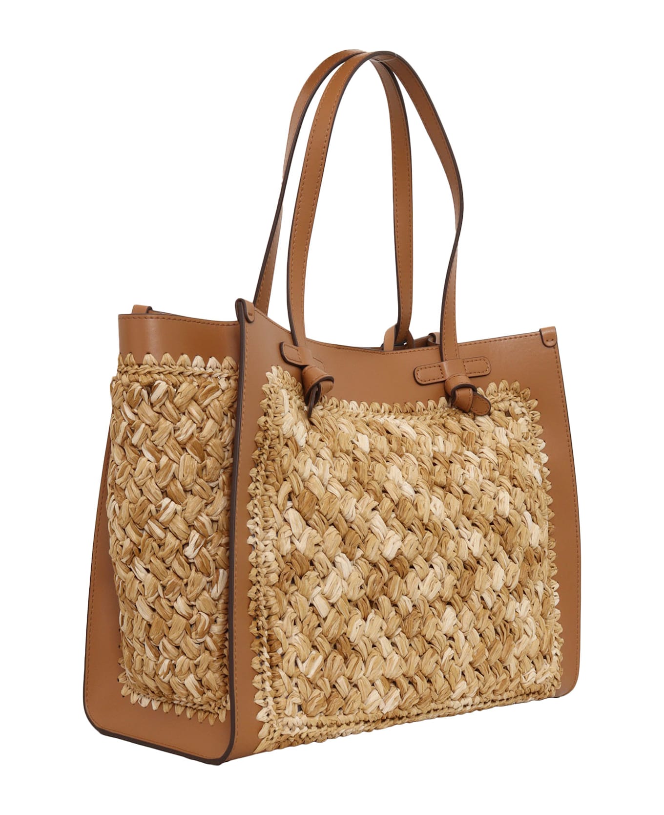 Gianni Chiarini Fabric And Leather Bag 38x31x16 - BROWN
