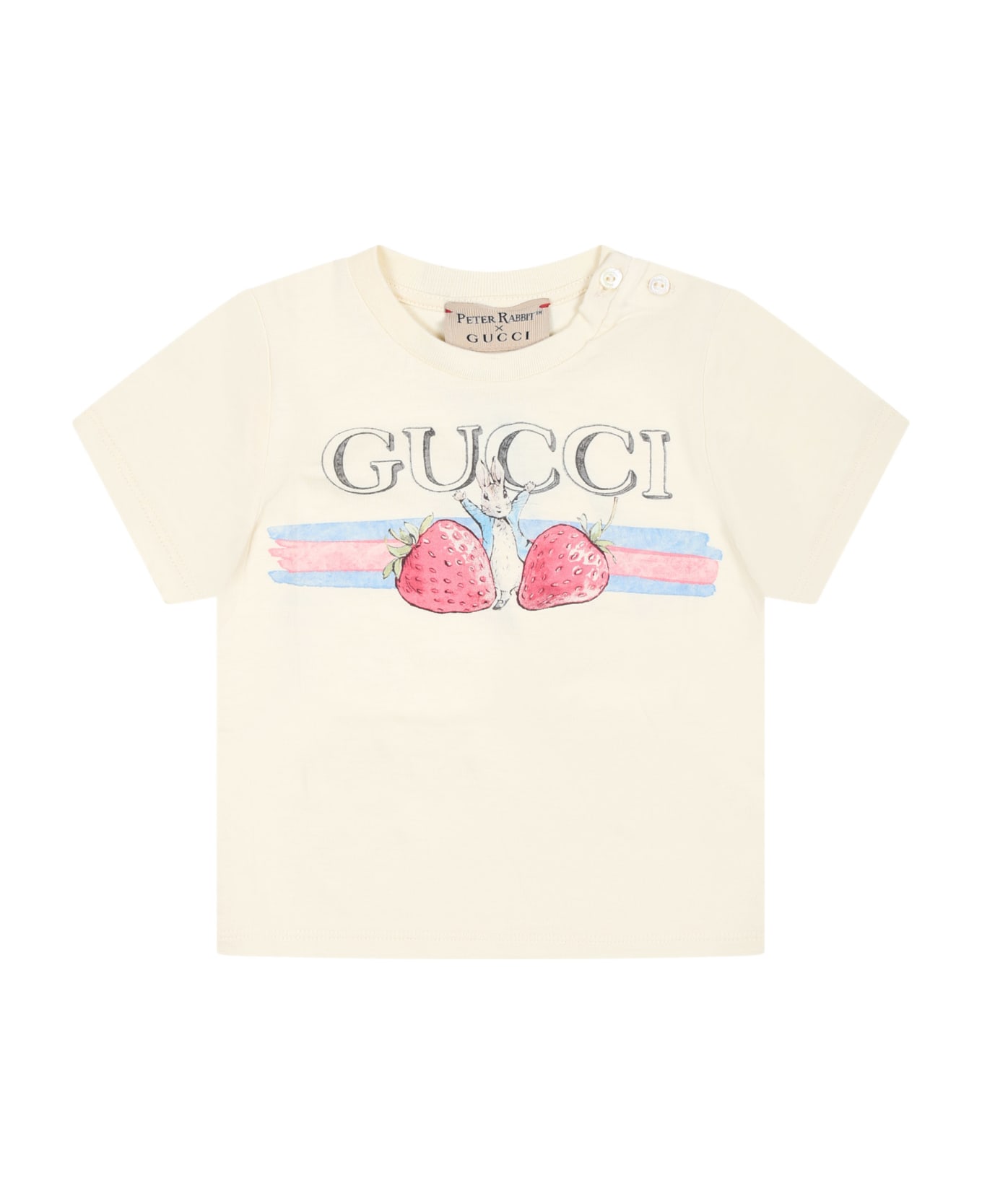 Gucci Ivory T-shirt For Baby Girl With Peter Twill - Bianco