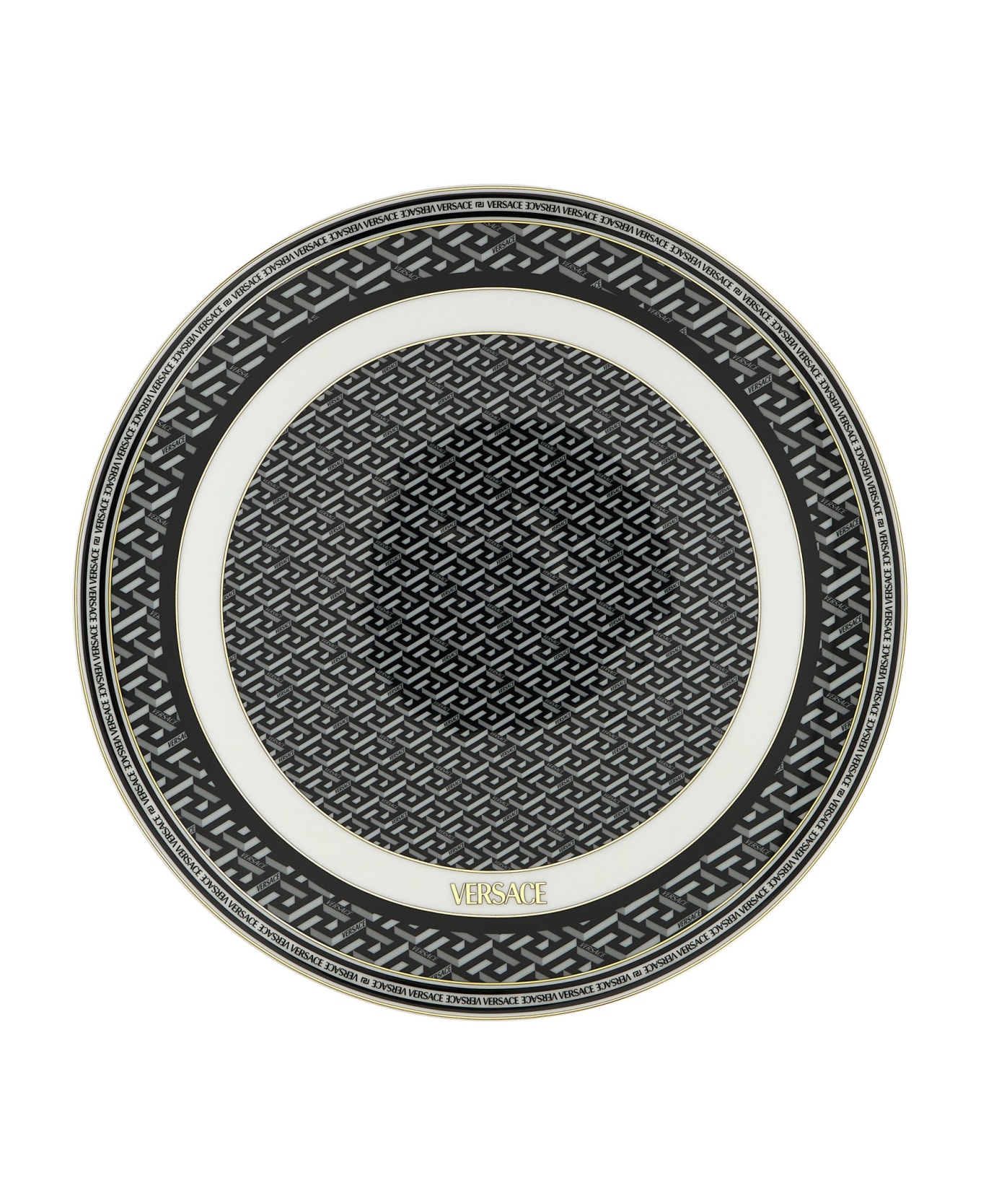 Versace 'la Greca' Placeholder Plate - White/Black