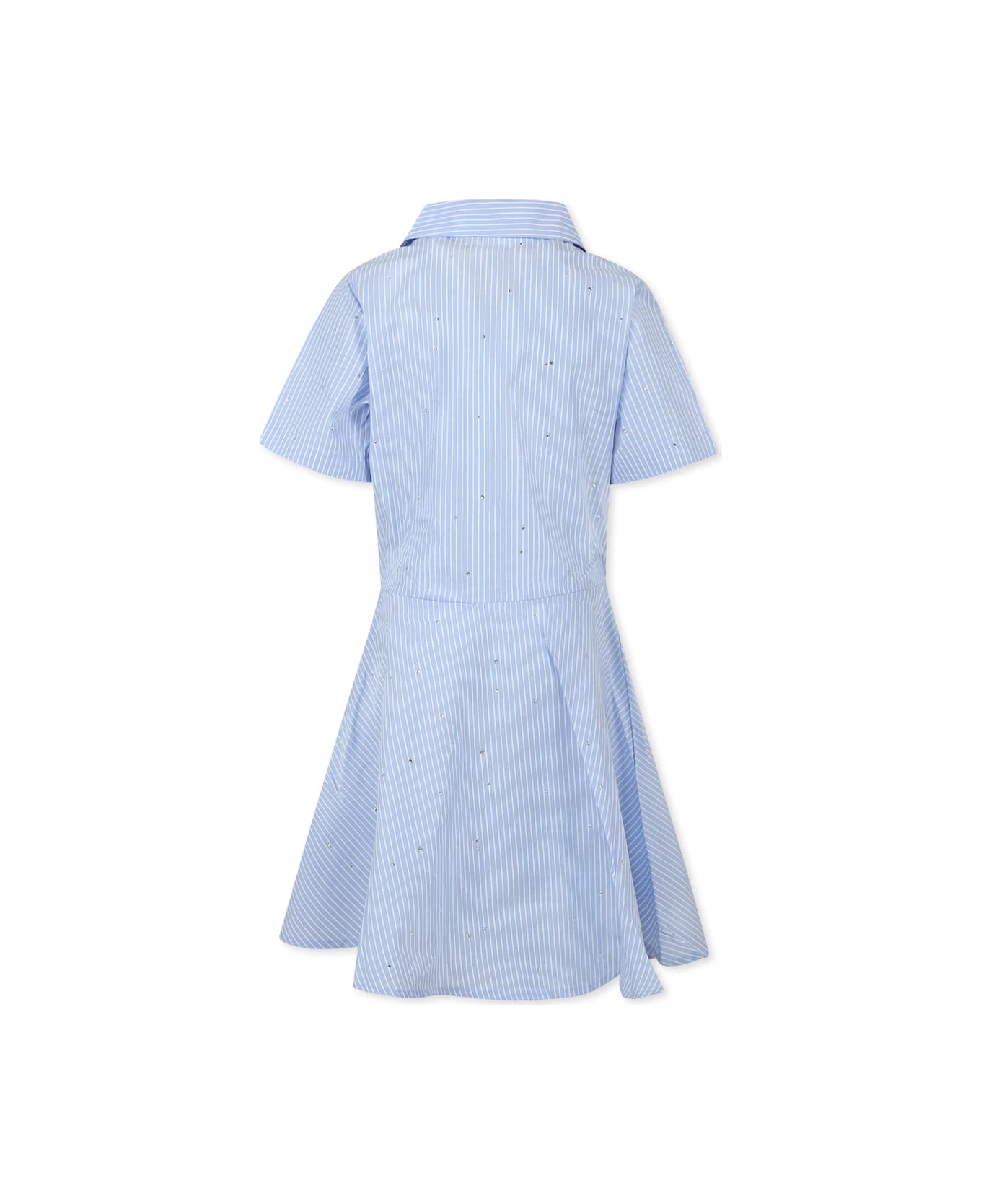 Palm Angels Light Blue Dress For Girl With Logo - Light Blue