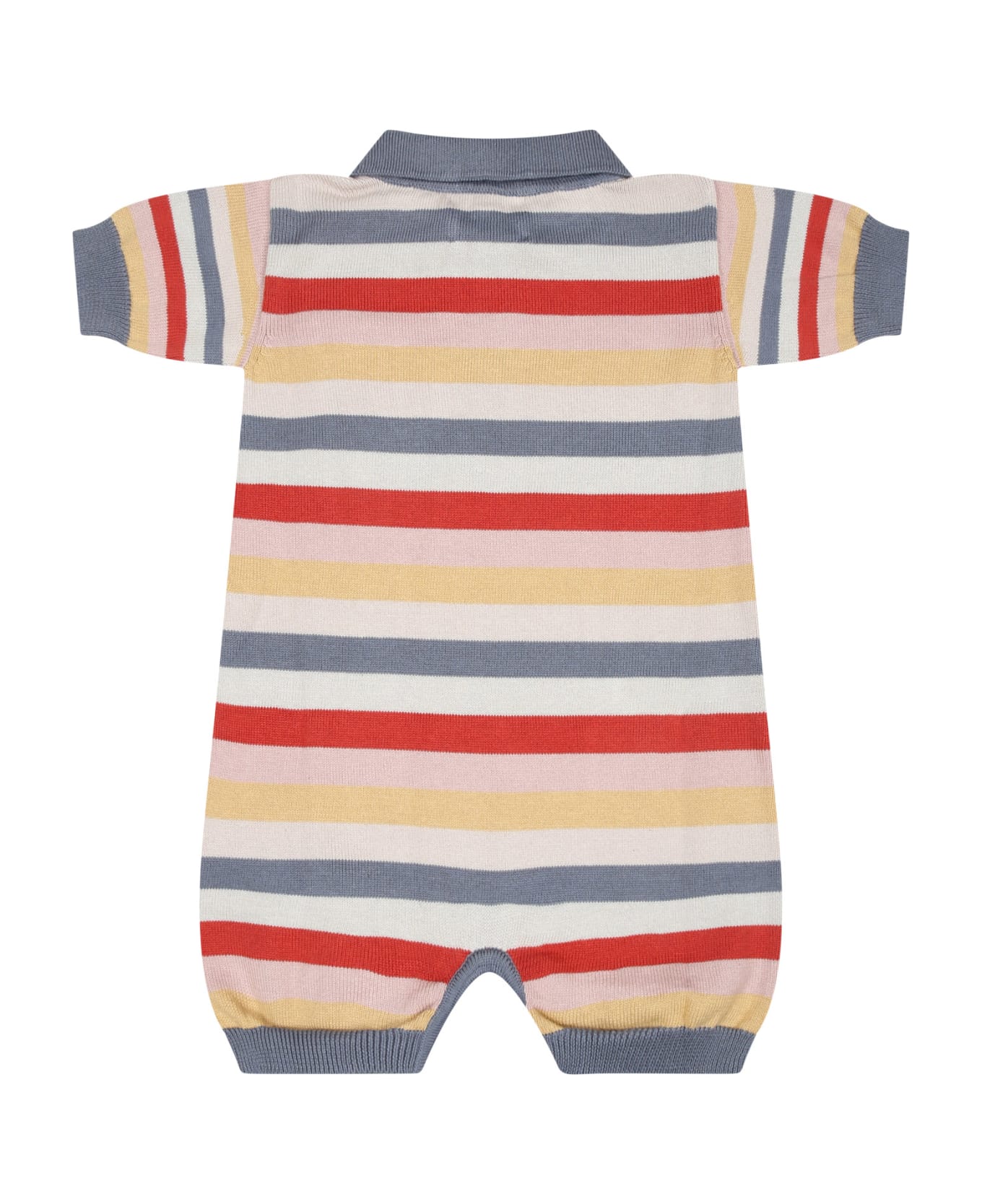 Coco Au Lait Multicolor Romper For Baby Boy With Striped Pattern - Multicolor ボディスーツ＆セットアップ