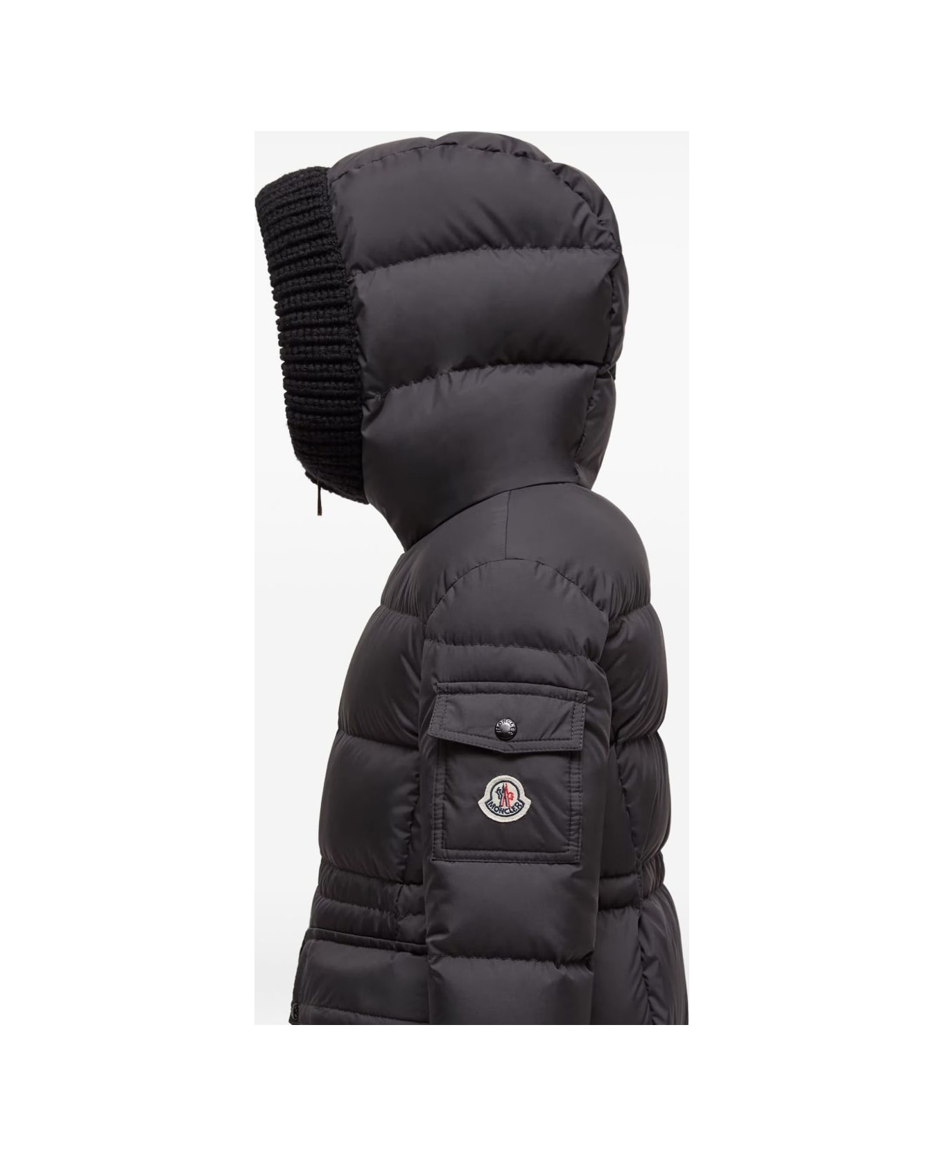 Moncler Black Padded Coat With Hood - Black