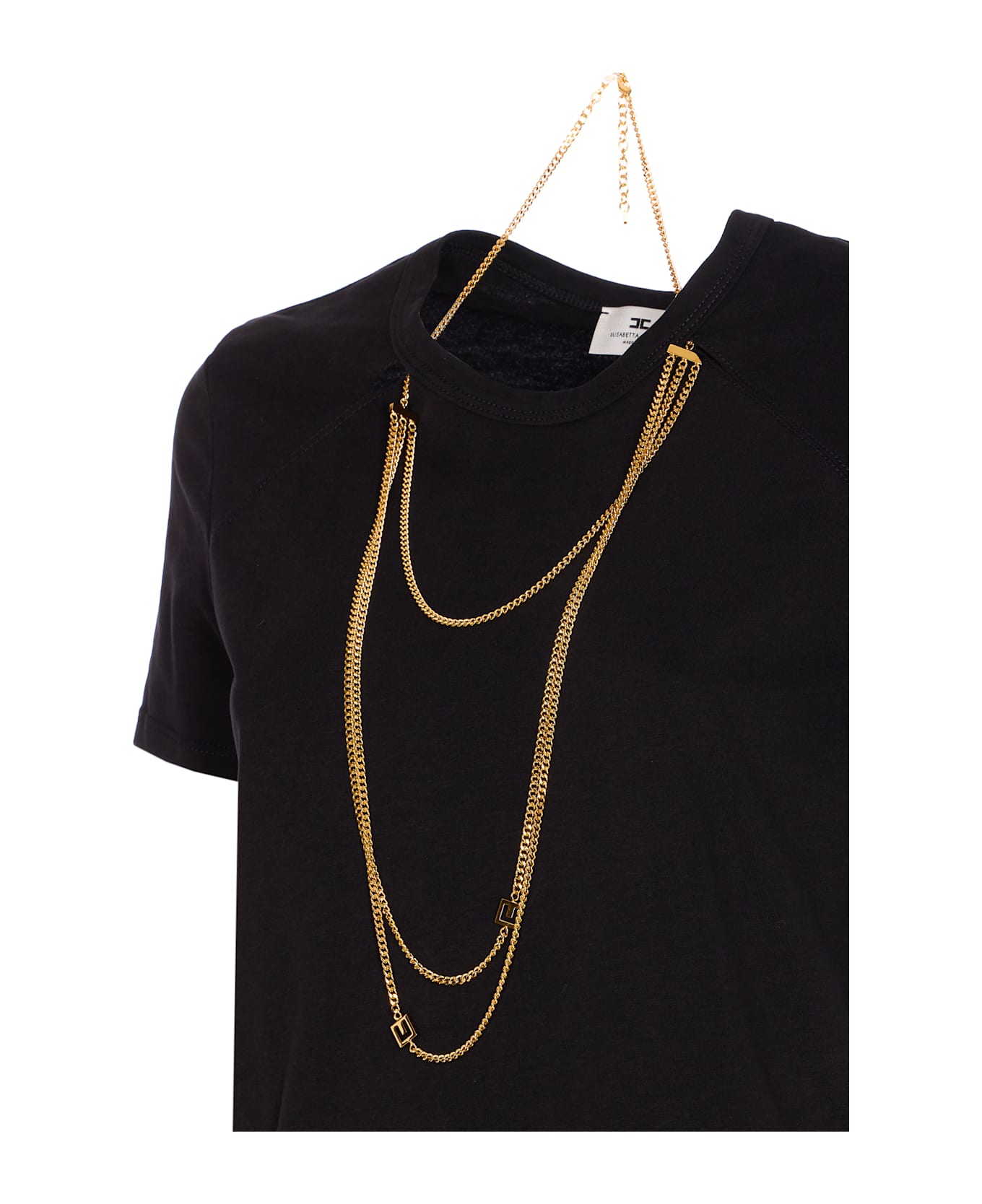 Elisabetta Franchi Jersey T-shirt With Jewel Detail - Black