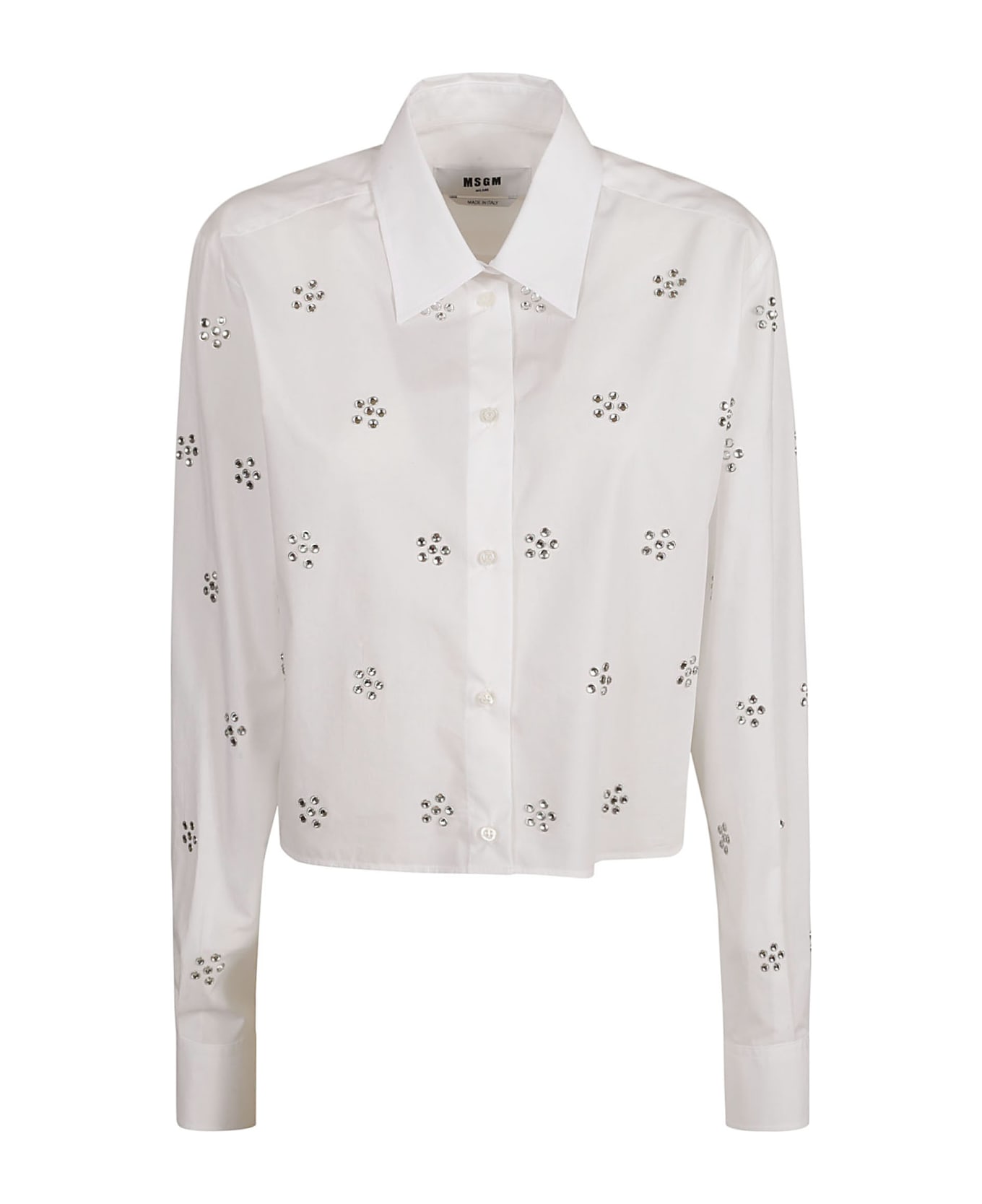 MSGM Cropped Embellished Shirt - White シャツ