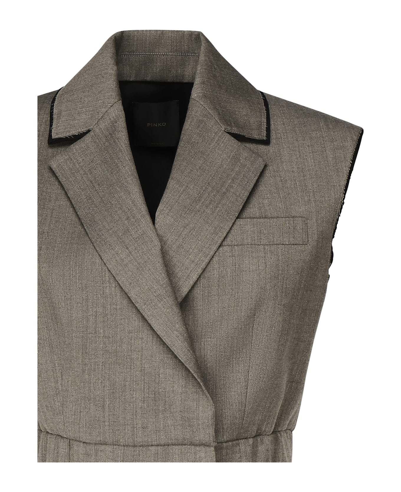 Pinko Short Vest With Lapels And Elastic - Beige