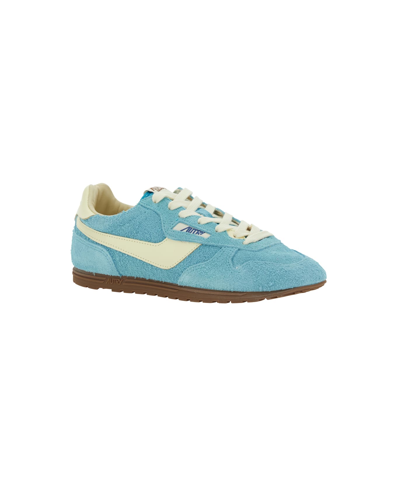 Autry 'windspin Low' Light-blue Sneaker With Logo On The Side And On The Heel In Suede Woman - Light blue