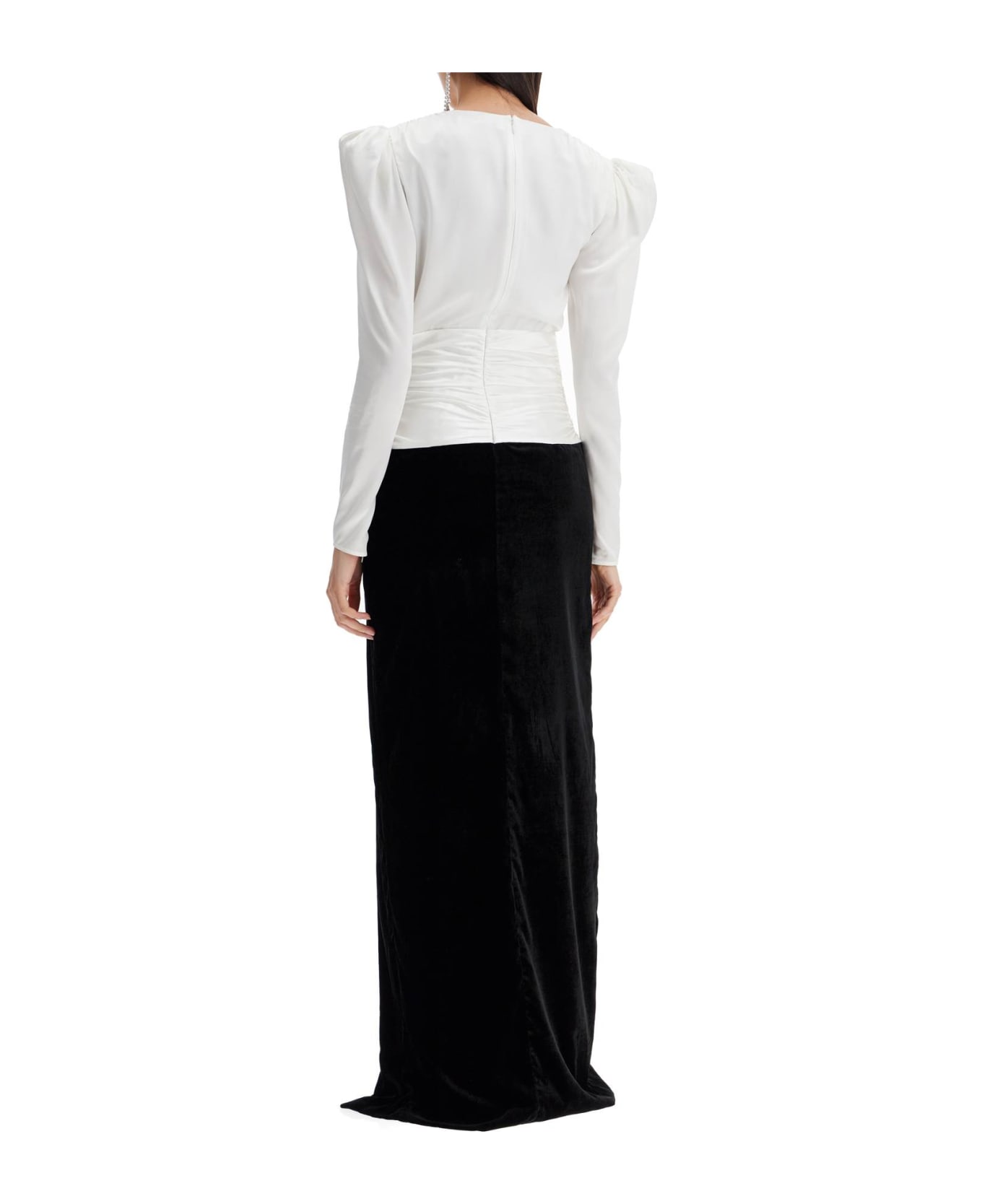 Alessandra Rich Long Bow Dress - BLACK-WHITE (White)