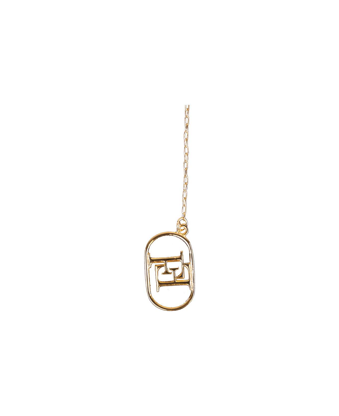 Elisabetta Franchi Dangle Earrings With Oval Logo - Oro giallo