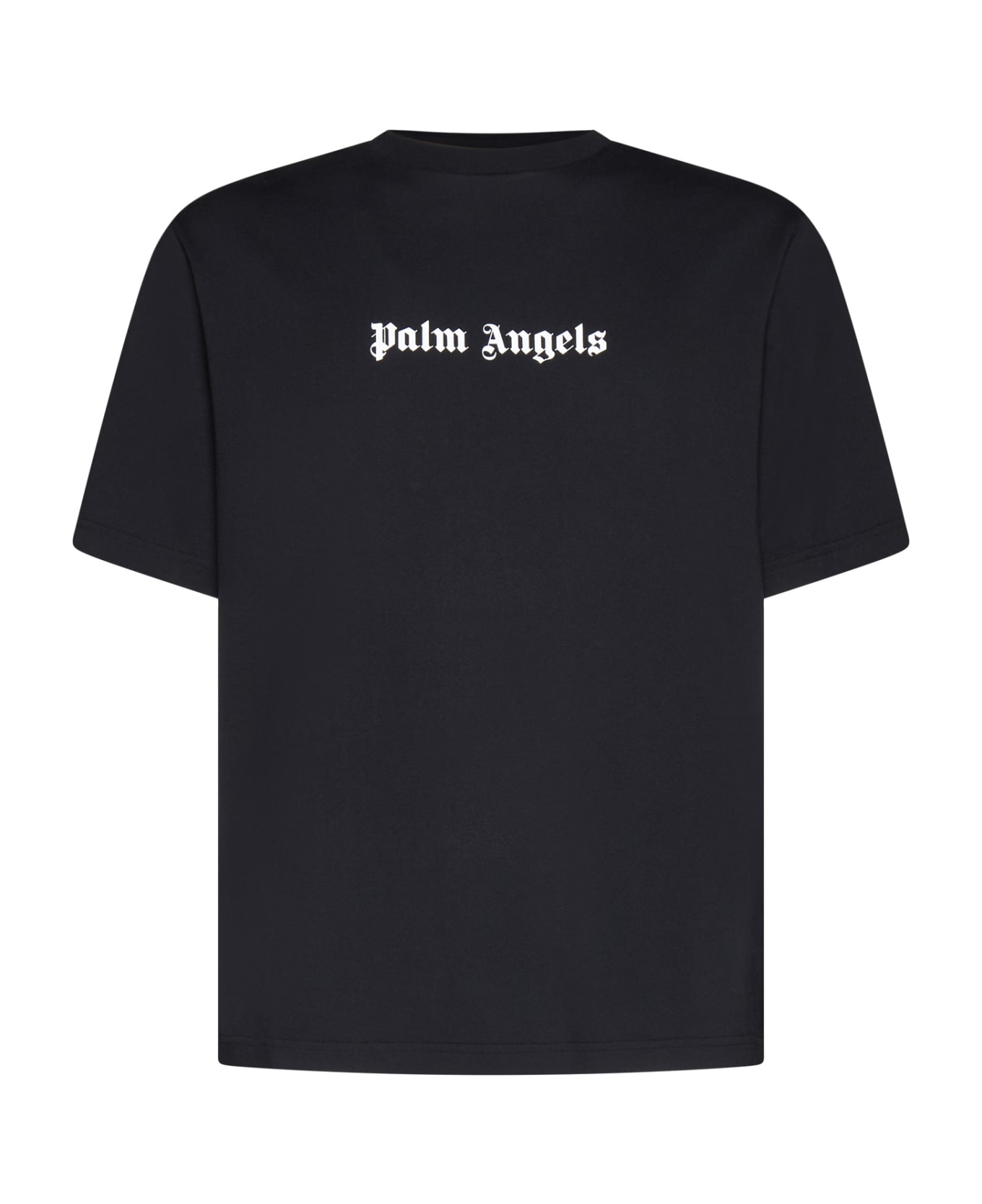 Palm Angels Cotton T-shirt With Logo Print - Black