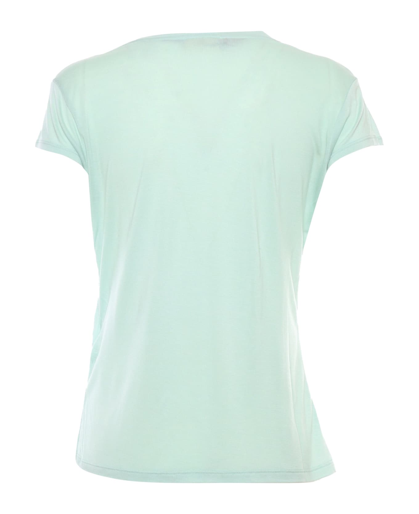 Elisabetta Franchi Green Mint T-shirt With Prints - LIGHT BLUE