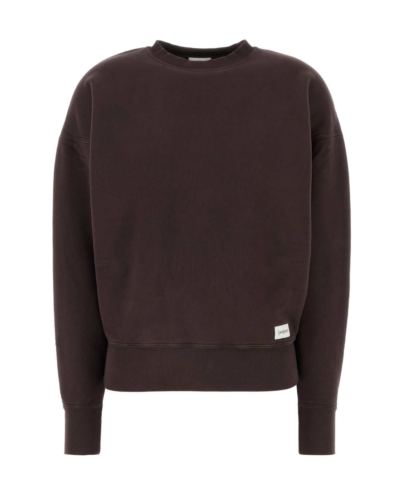 Saint Laurent Chocolate Cotton Oversize Sweatshirt - TAUPAGLACE