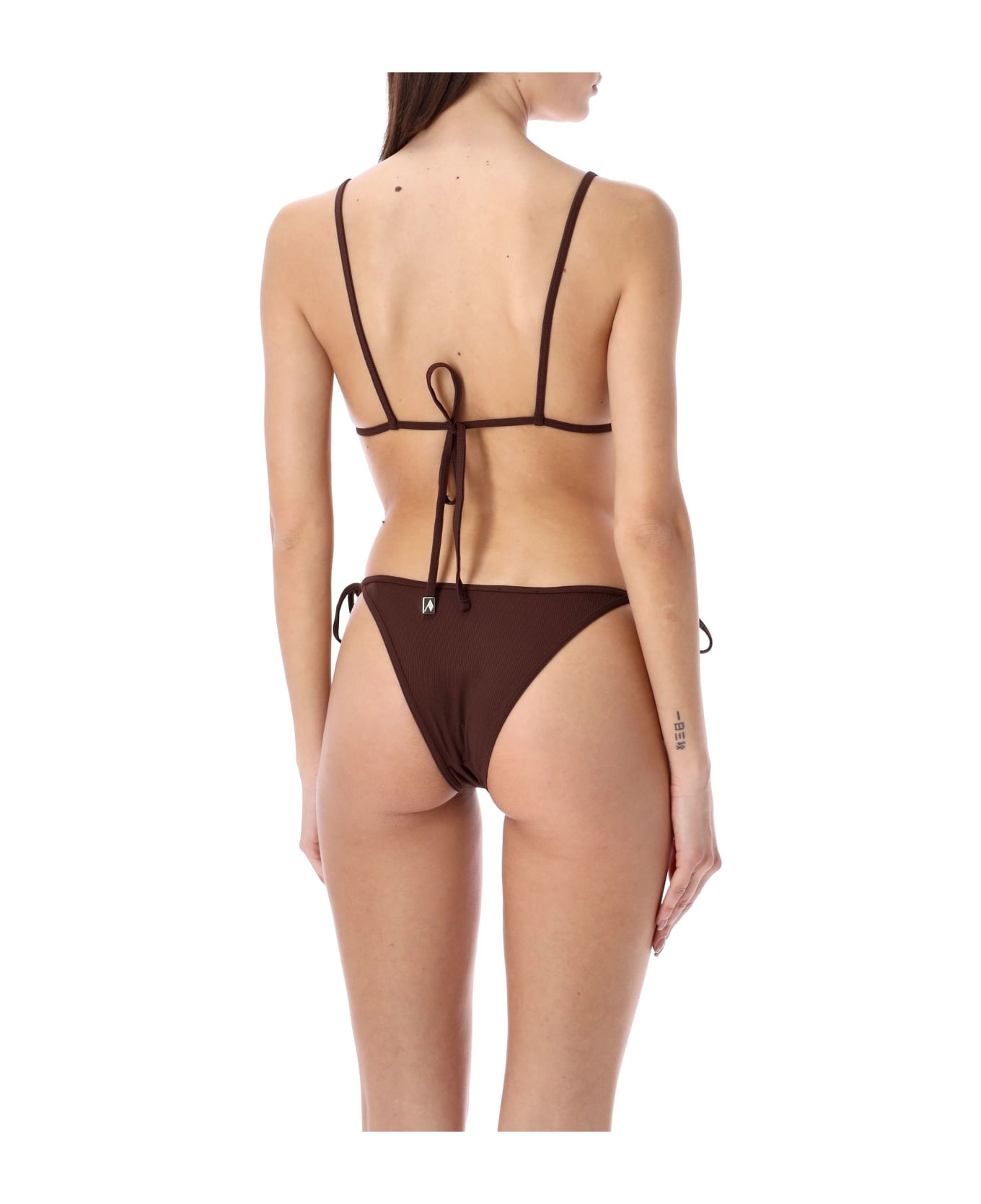 The Attico Bikini In Dark Briown Lycra Rib - DARK BROWN