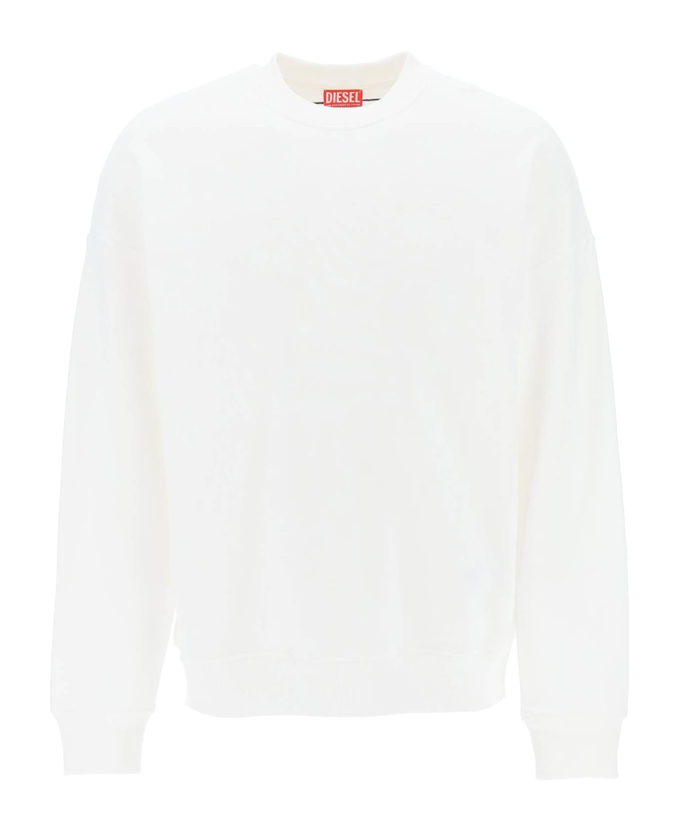 Diesel 's-rob-megoval' Sweatshirt With Maxi Oval-d Logo Embroidery - Cream フリース