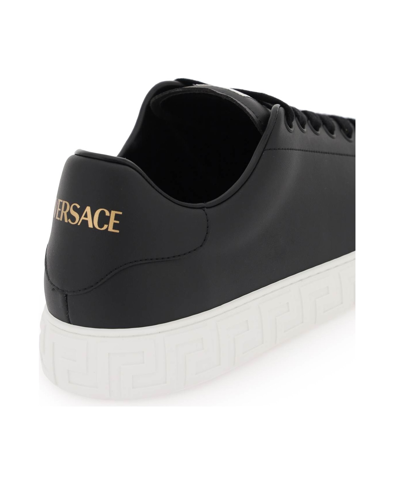 Versace Black Leather Sneakers - Black