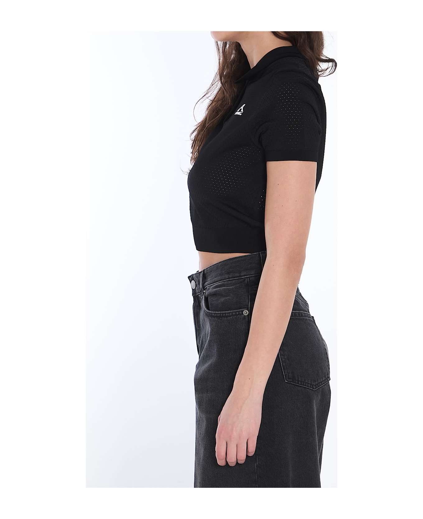 Alexander Wang Cropped Polo Shirt - BLACK