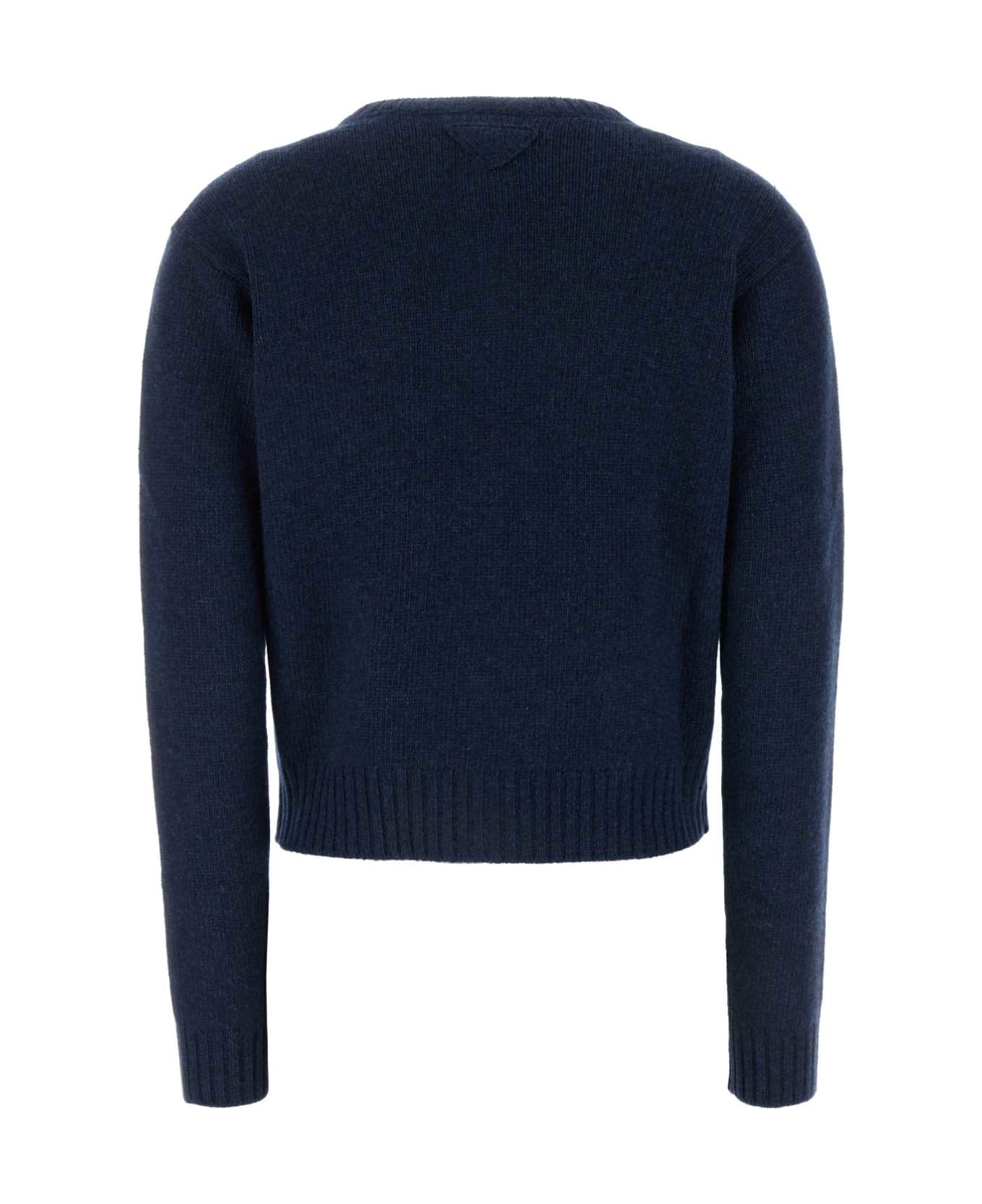 Prada Navy Blue Cashmere Cardigan - BLEU