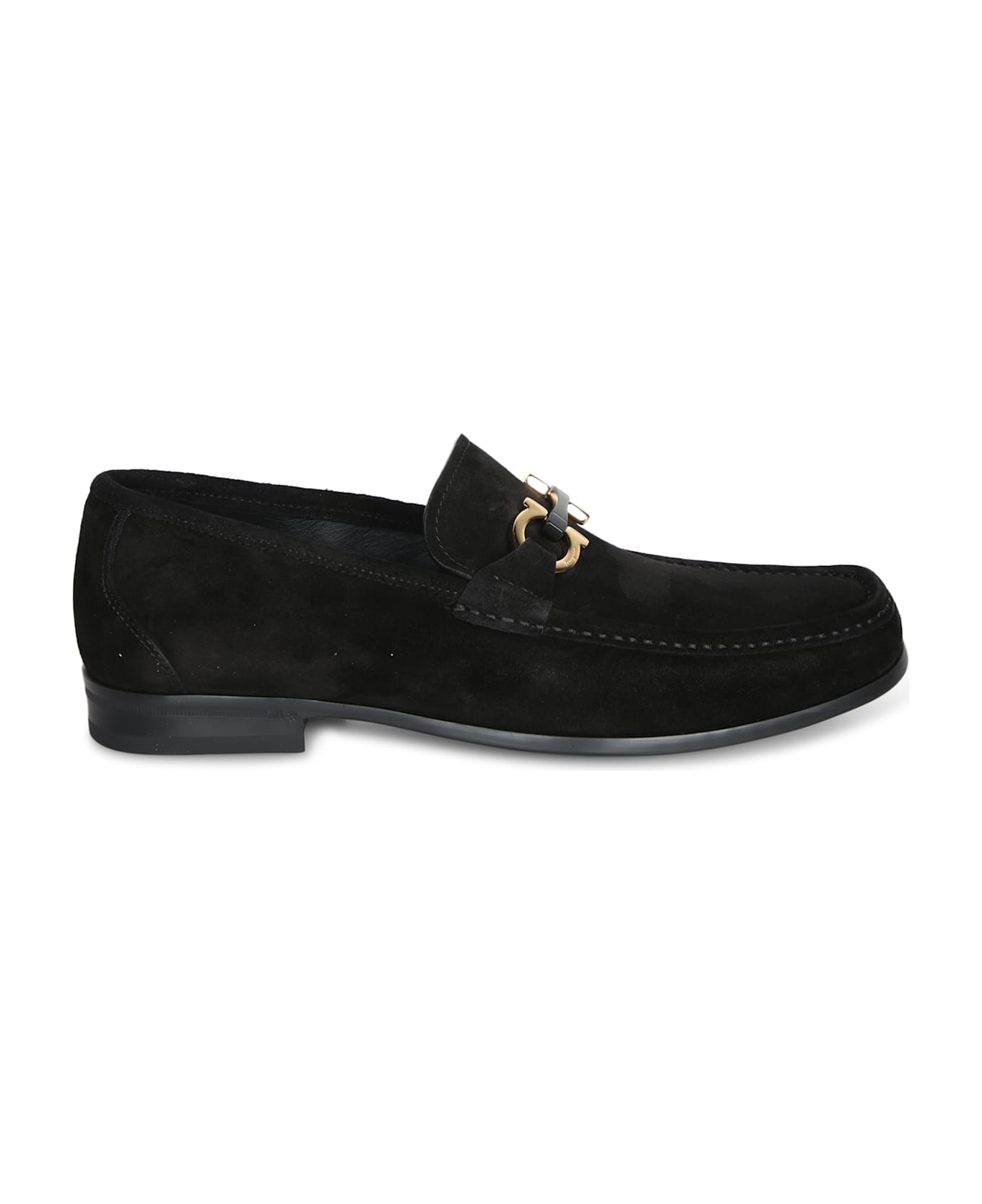 Ferragamo Grandioso Black Suede Loafer - Black