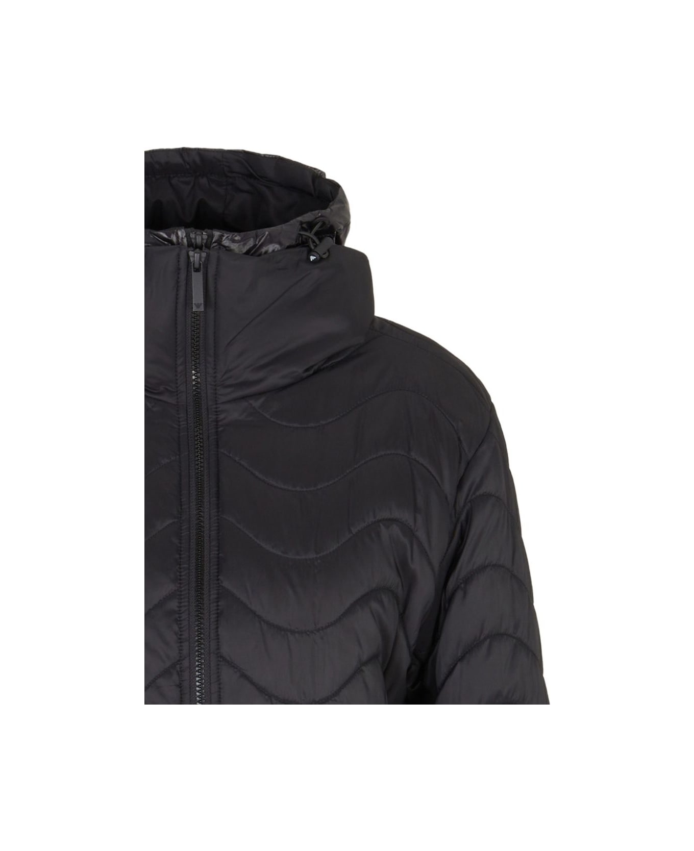 Emporio Armani Nylon Midi Down Jacket - Black