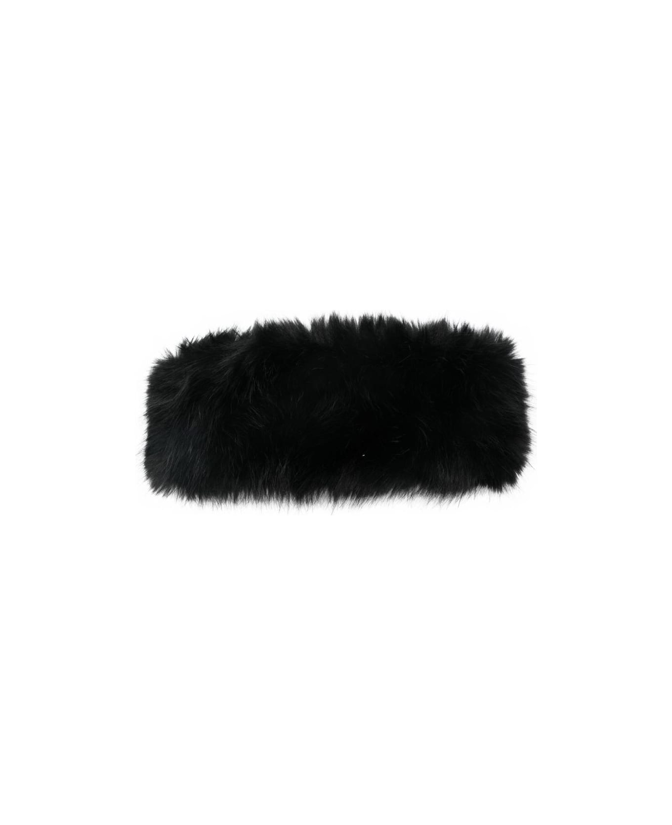 STAND STUDIO Zephyra Faux Fur Headband - Black