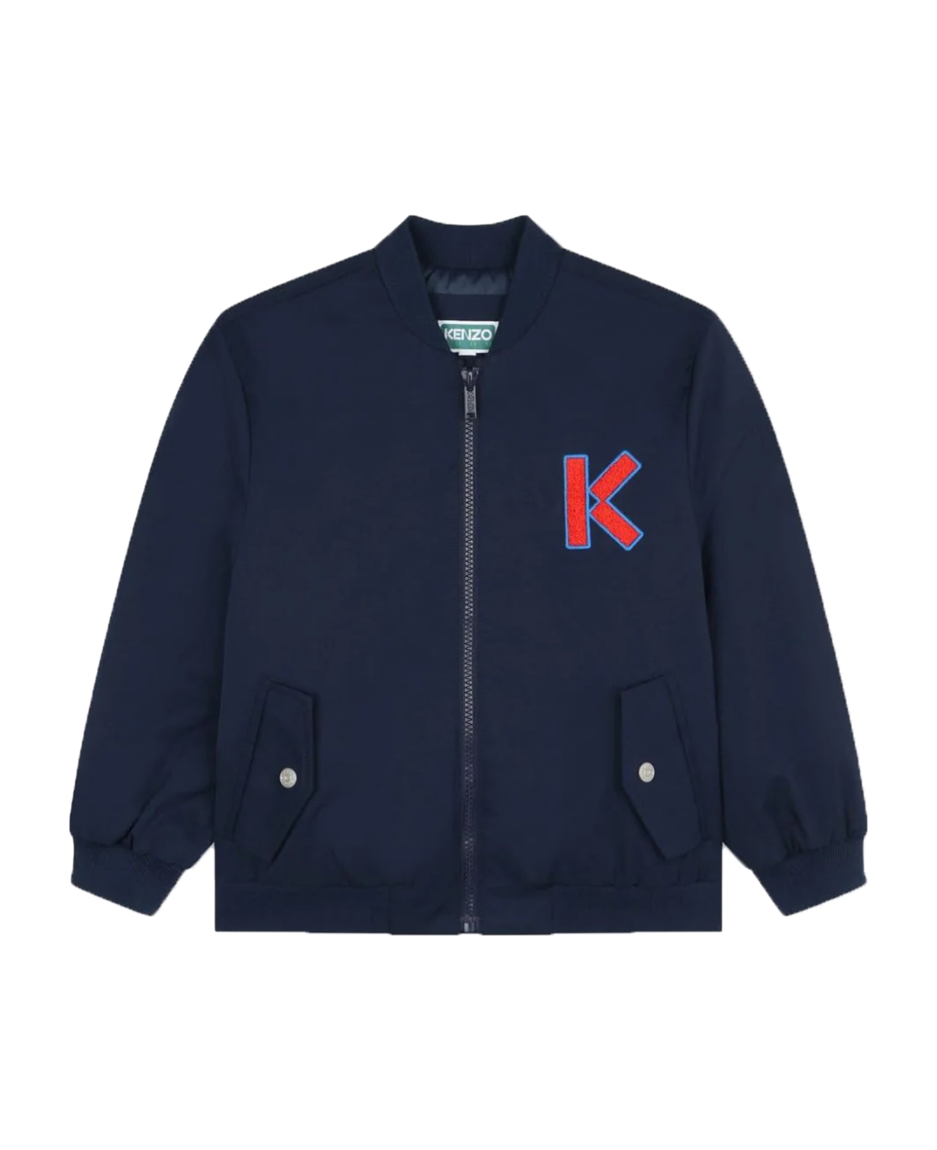 Kenzo Kids Jacket With Zip And Embroidery - Blue コート＆ジャケット