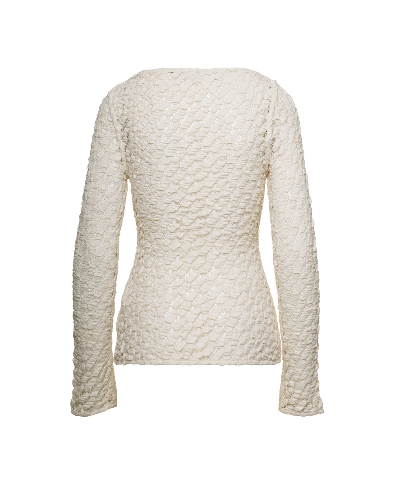 Róhe Beige Sweater With Boat Neckline In Cotton Blend Woman - White ニットウェア
