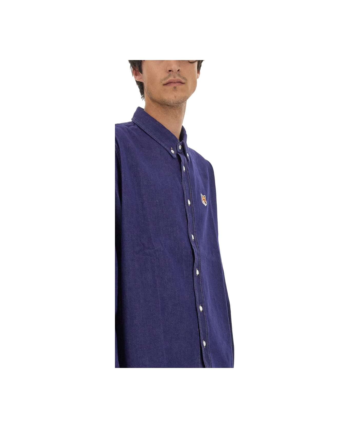Maison Kitsuné Shirt With Logo Patch - BLUE