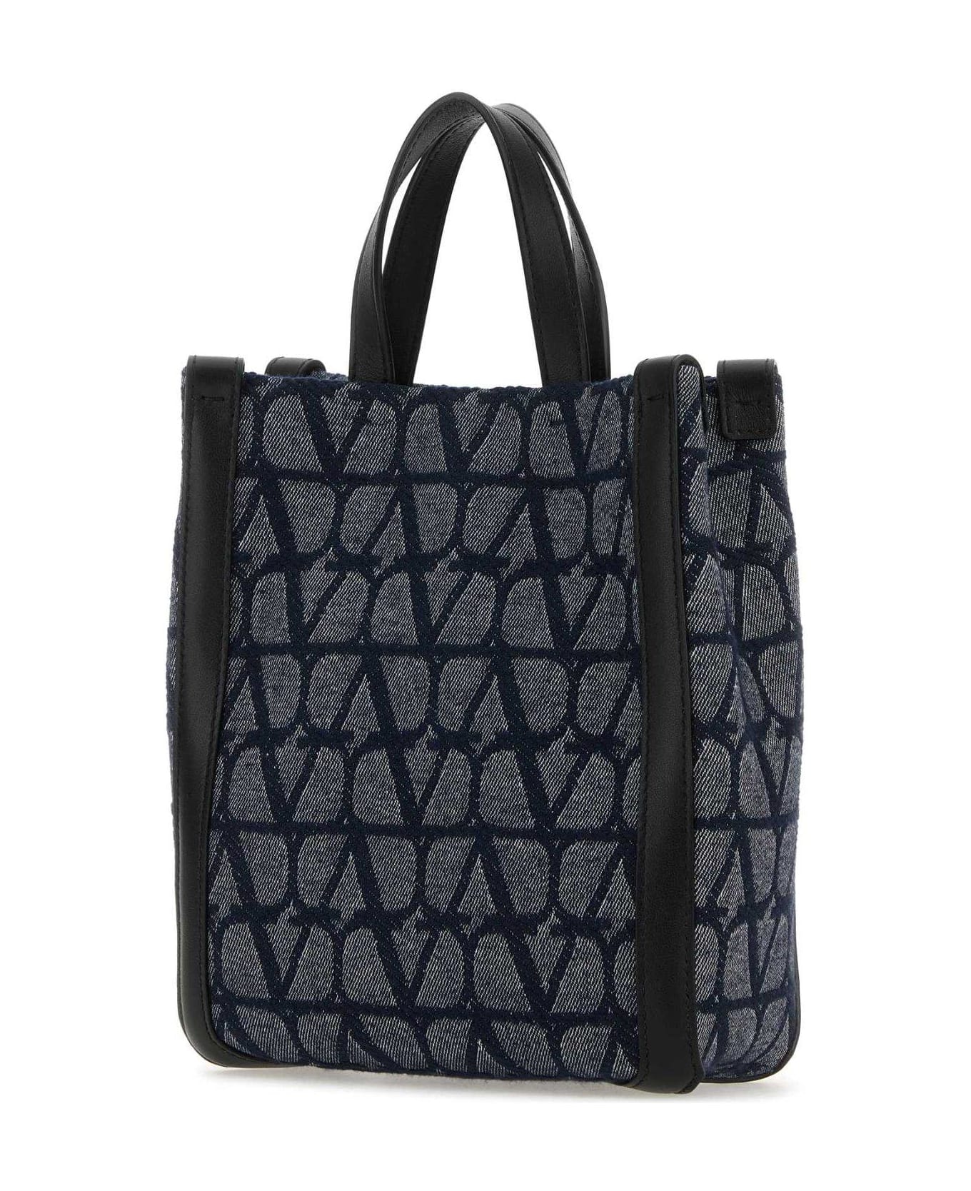 Valentino Garavani All-over Logo Patterned Top Handle Bag - MELANGEDENIMNERO