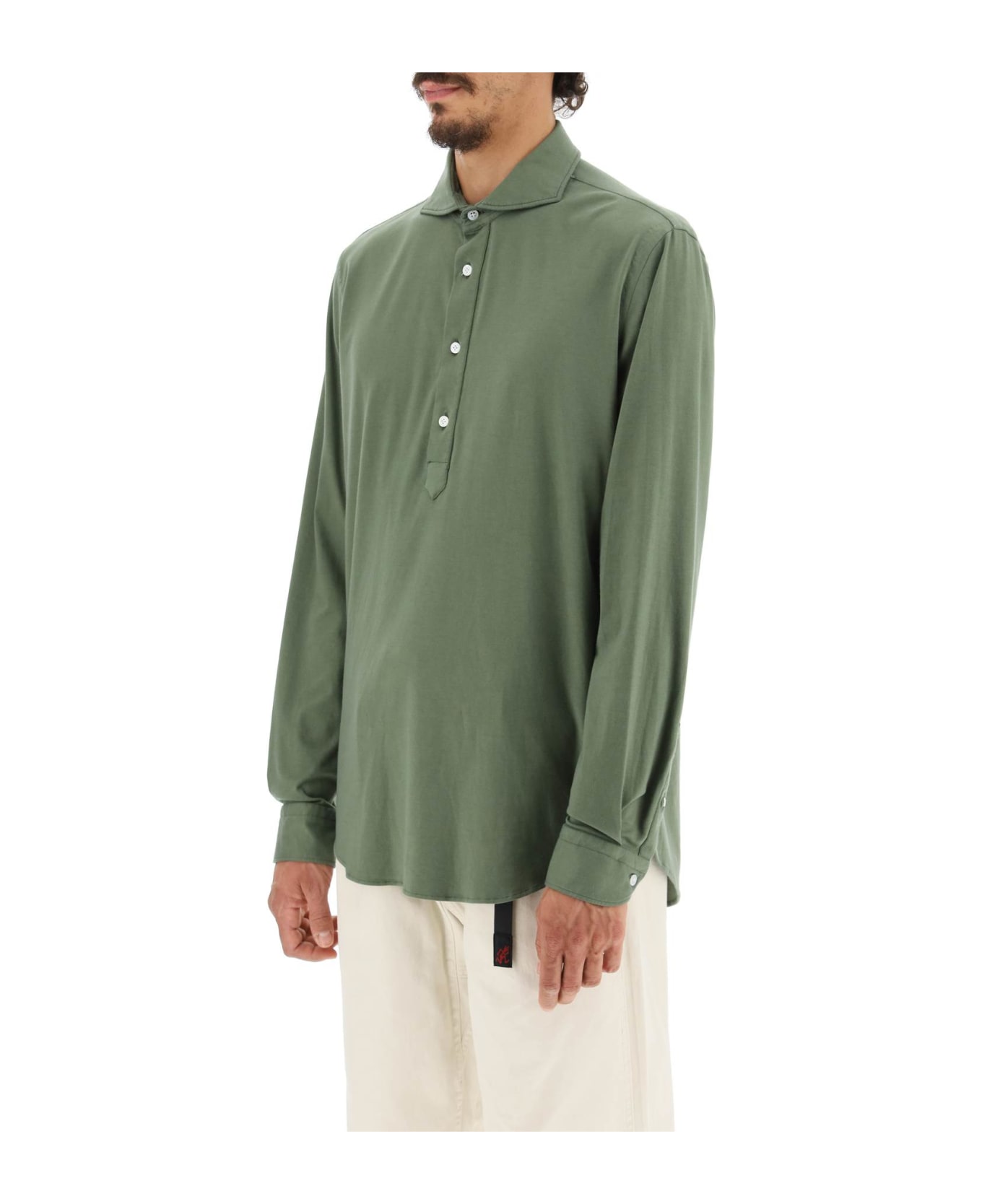 Vincenzo Di Ruggiero Anacapri Long Sleeve Polo Shirt - VERDE (Green)