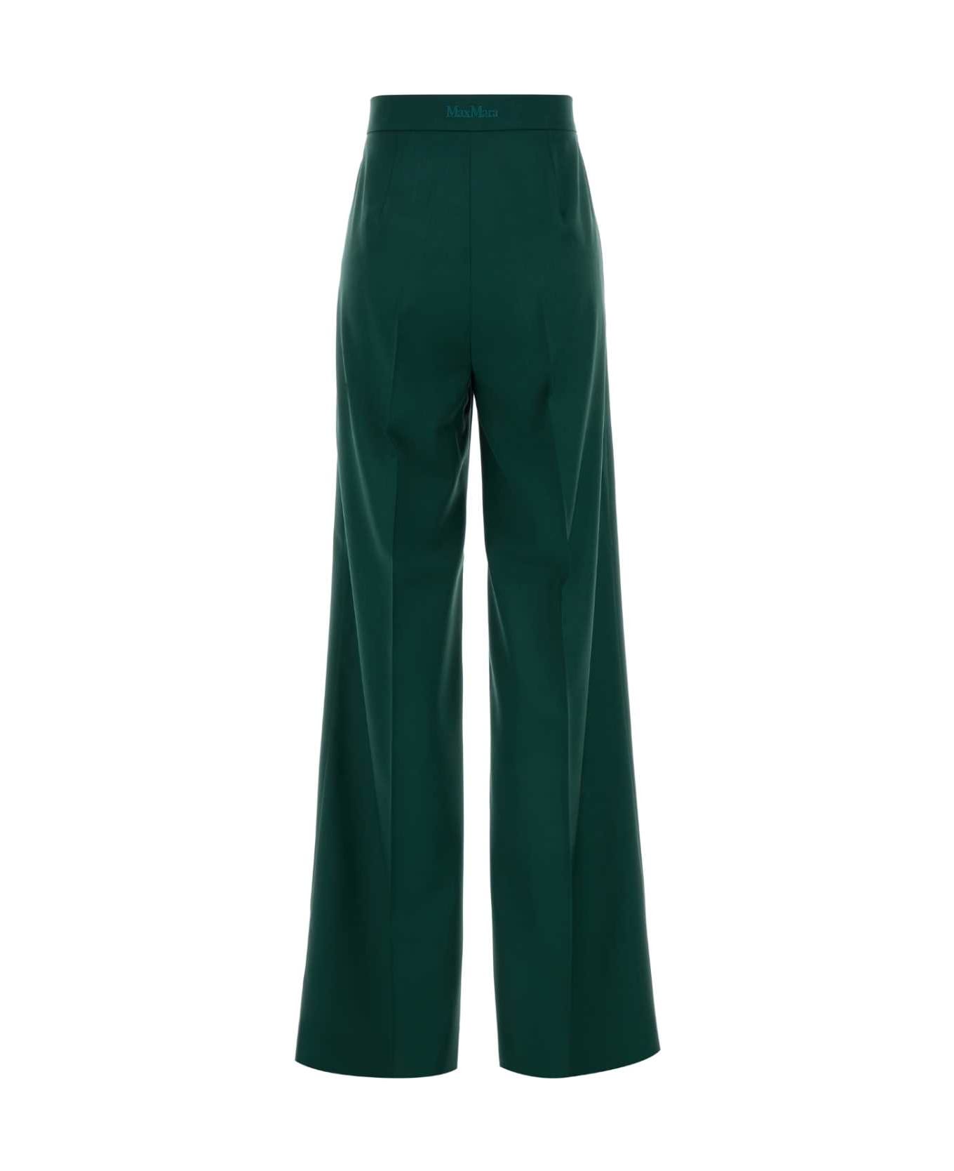 Max Mara Dark Green Wool Fernet Palazzo Pant - VERDE SCURO