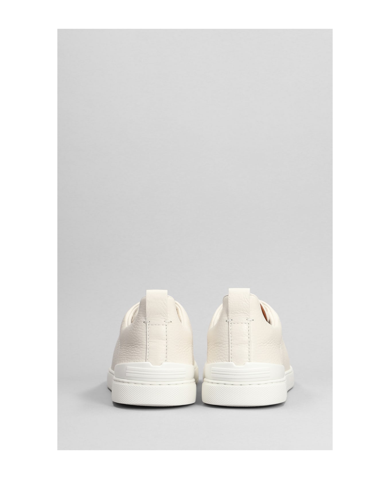 Zegna Triple Stich Sneakers In White Leather - white