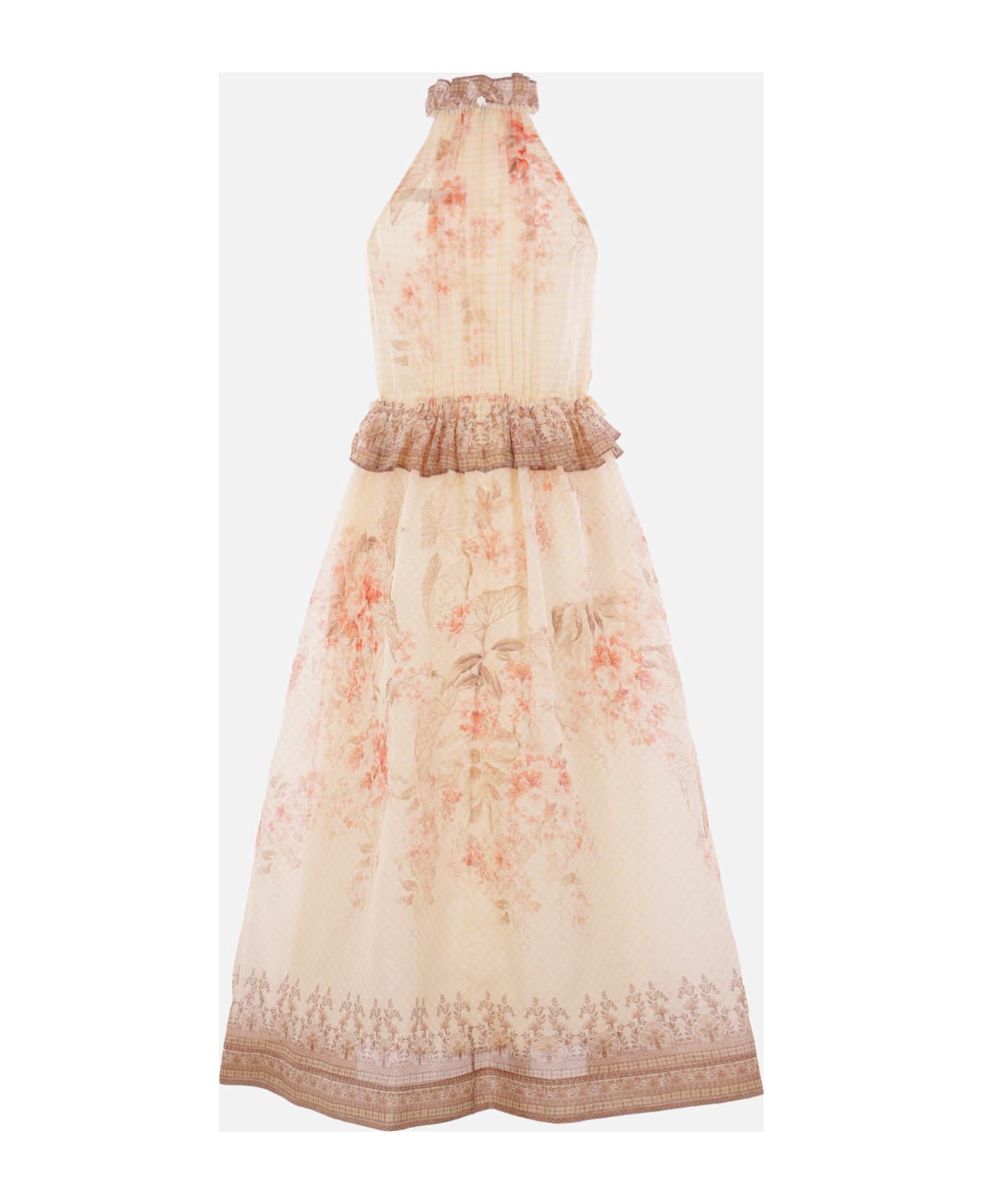 Zimmermann Illuminate Midi Dress In Linen And Silk - PINK