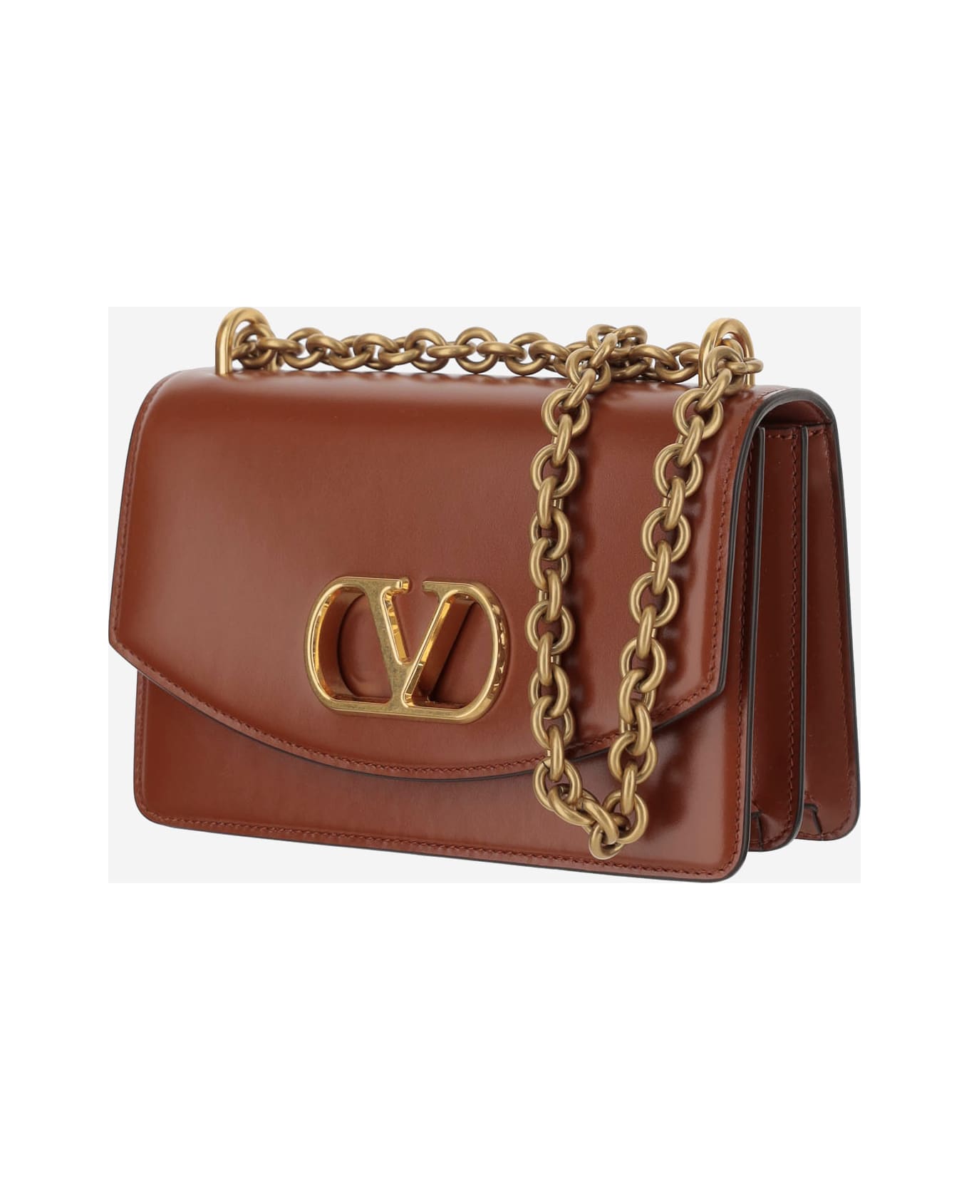 Valentino Garavani Vain Leather Small Shoulder Bag - Brown