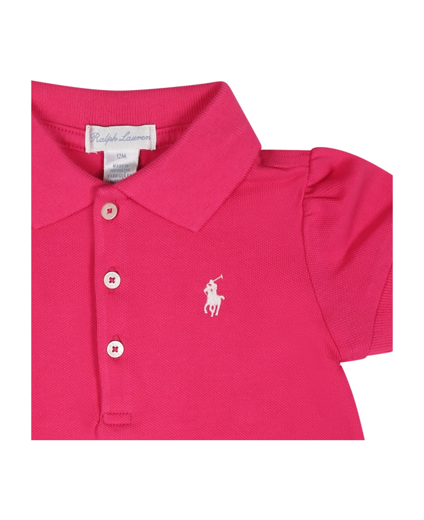 Ralph Lauren Fuchsia Dress Fro Baby Girl With Iconic Horse - Fuchsia